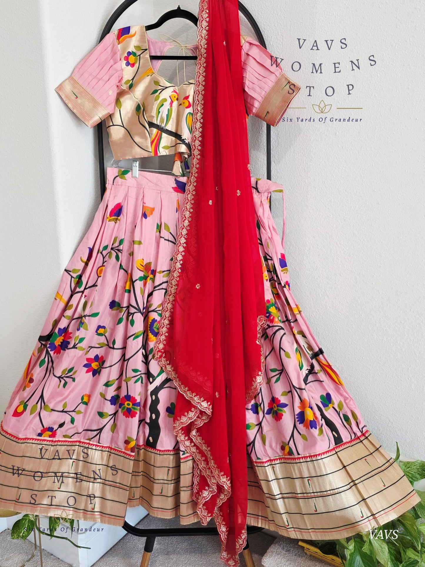 Semi Benarasi Paithani Half Saree Set
