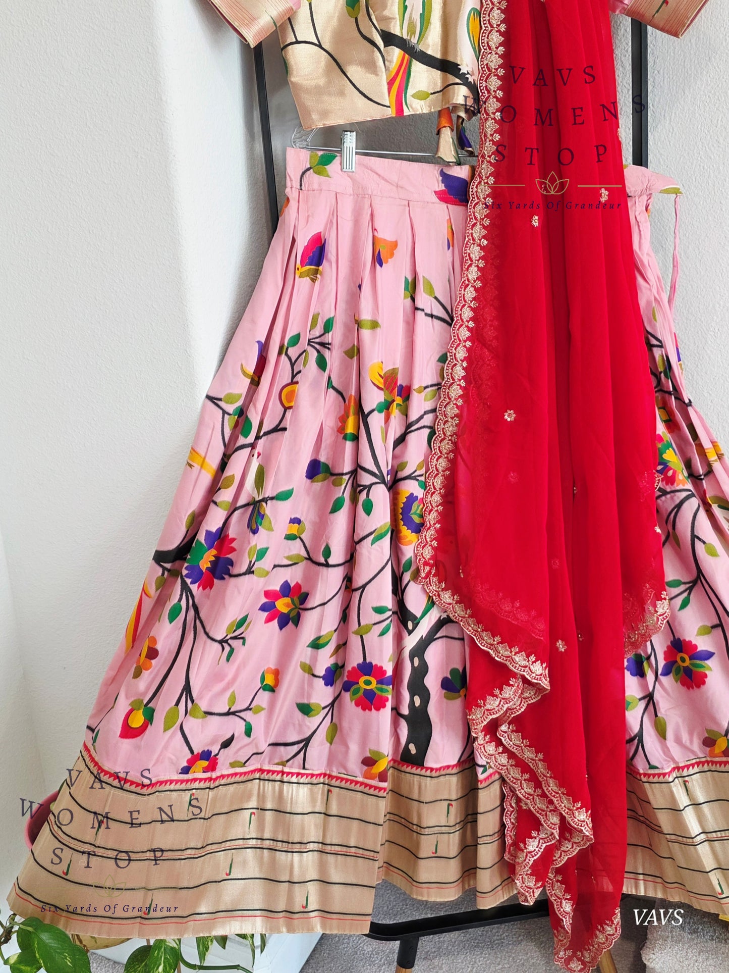 Semi Benarasi Paithani Half Saree Set