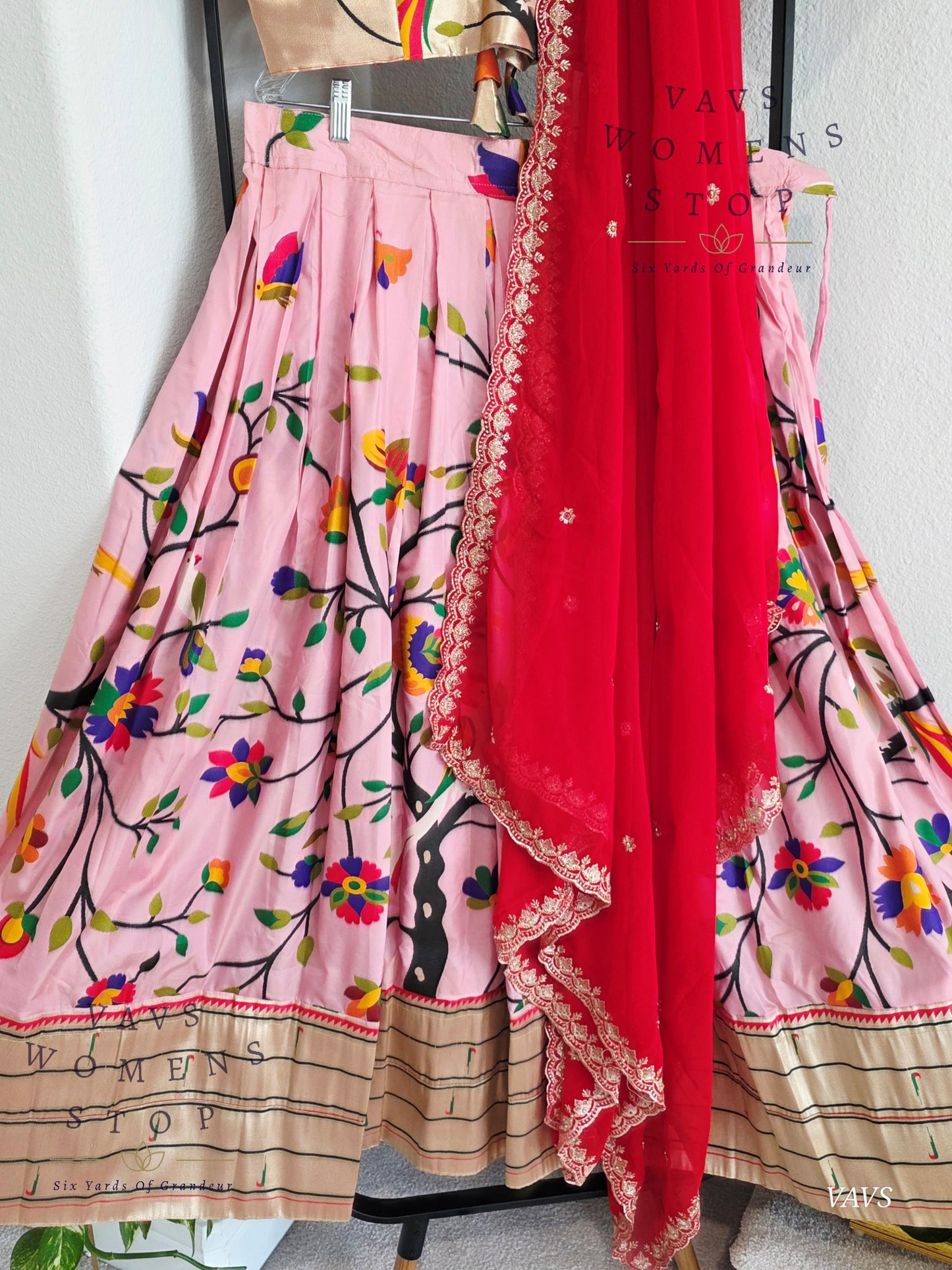 Semi Benarasi Paithani Half Saree Set