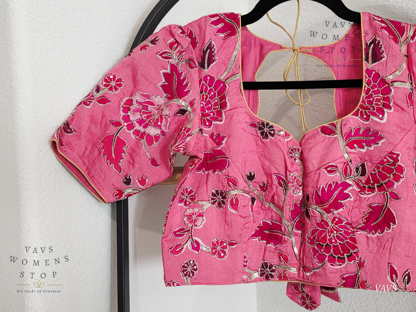 Pink Shade Soft Tussar Silk Floral Embroidered Stitched Blouse