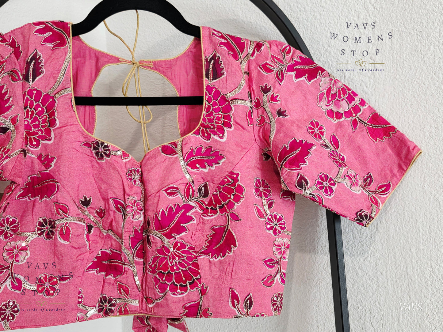 Pink Shade Soft Tussar Silk Floral Embroidered Stitched Blouse
