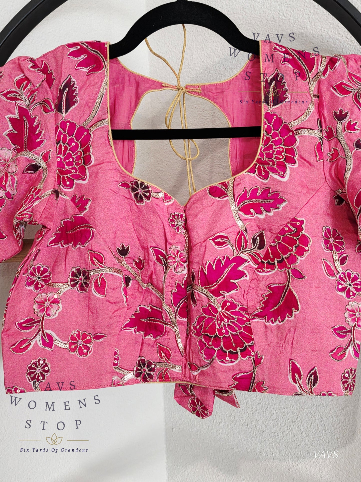 Pink Shade Soft Tussar Silk Floral Embroidered Stitched Blouse