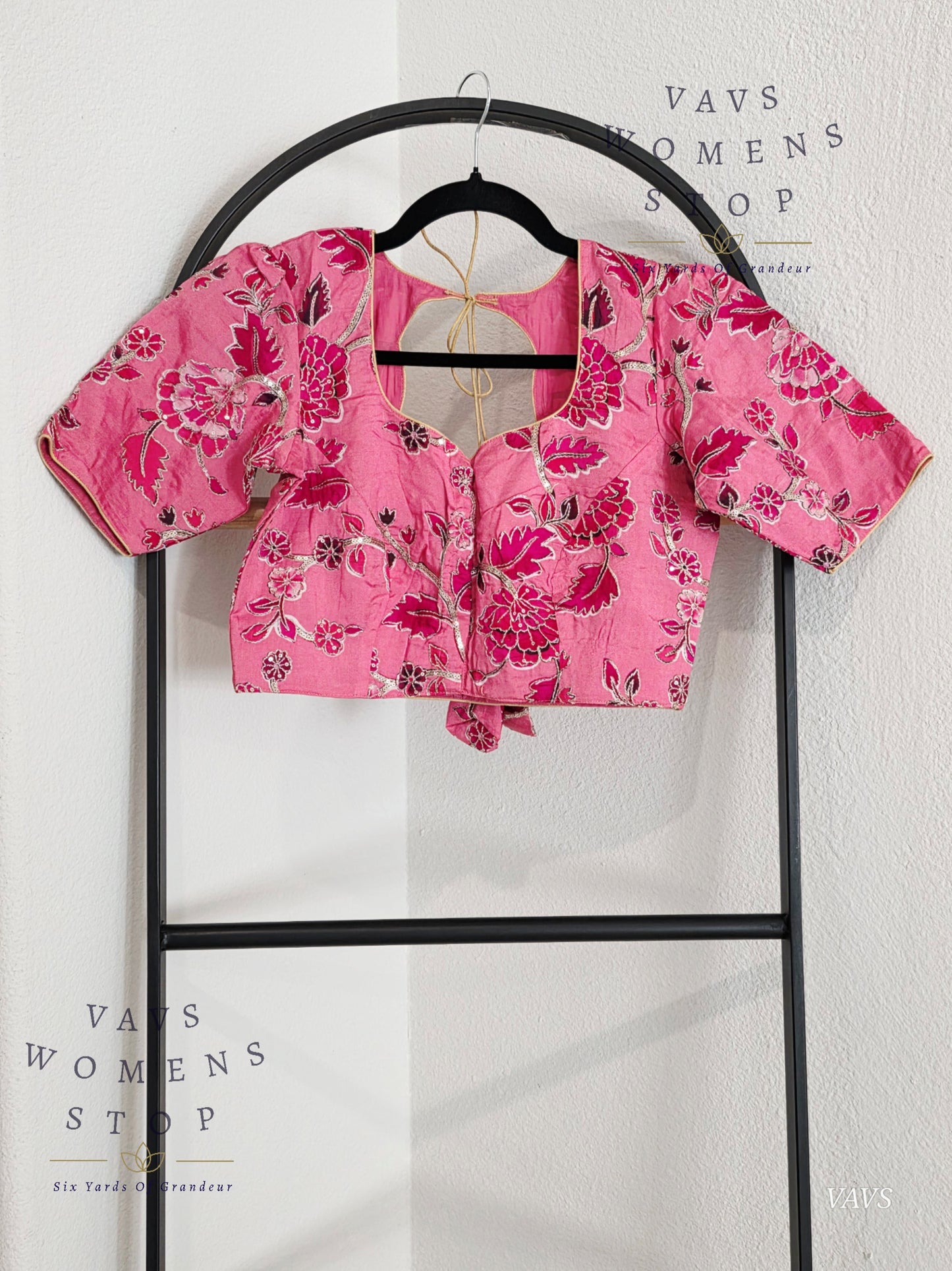 Pink Shade Soft Tussar Silk Floral Embroidered Stitched Blouse