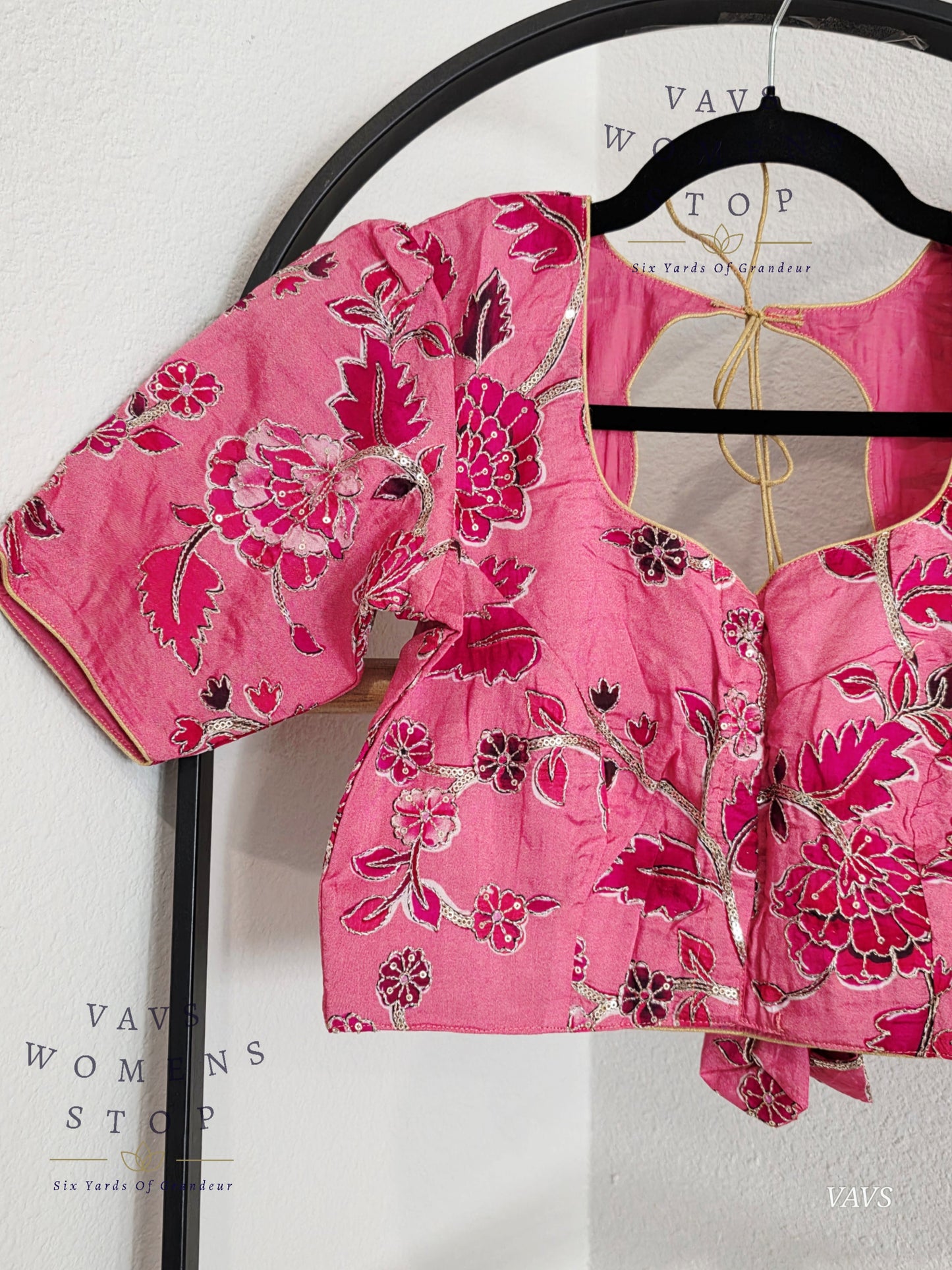 Pink Shade Soft Tussar Silk Floral Embroidered Stitched Blouse