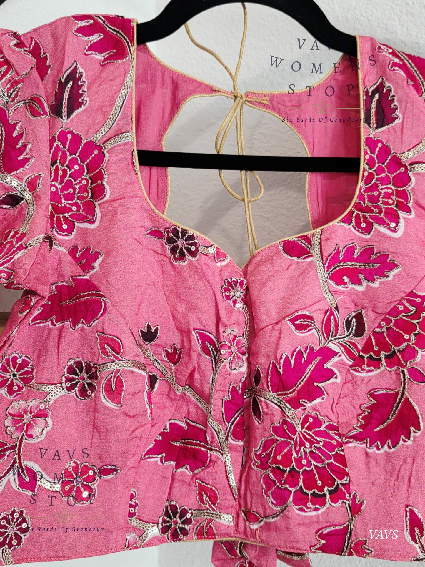 Pink Shade Soft Tussar Silk Floral Embroidered Stitched Blouse