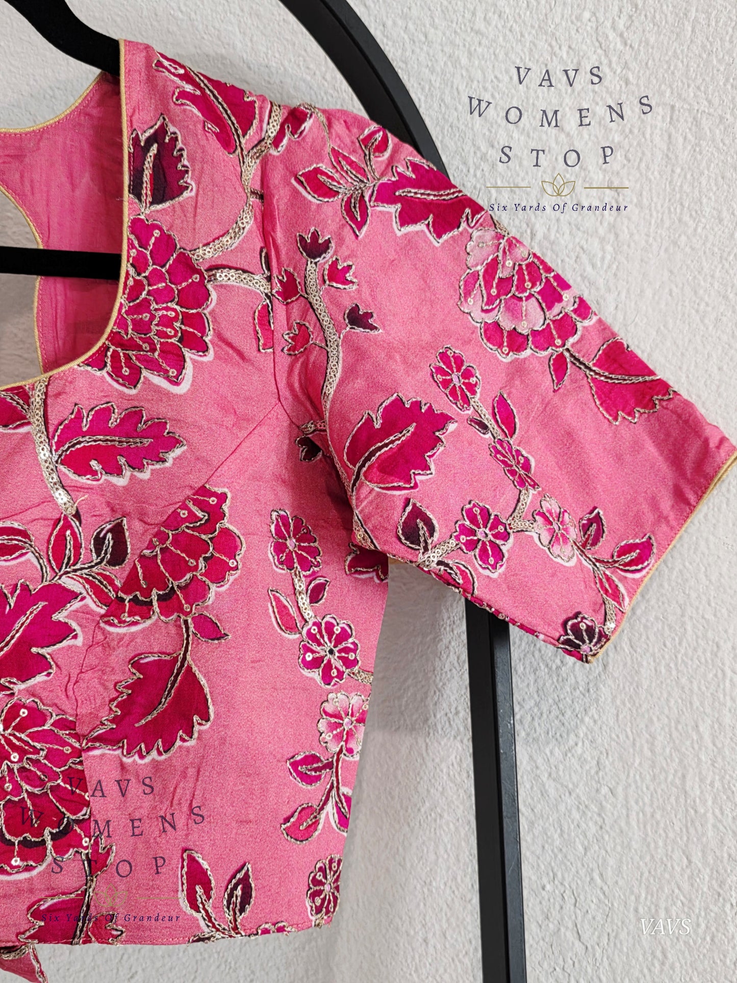 Pink Shade Soft Tussar Silk Floral Embroidered Stitched Blouse