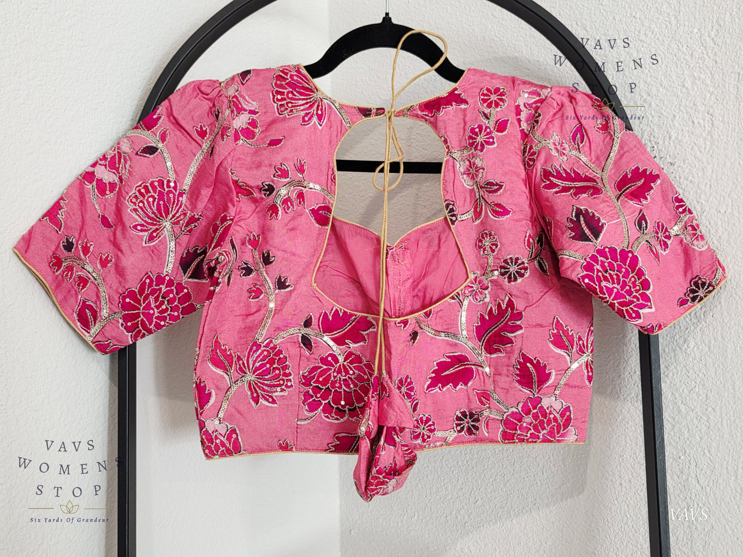 Pink Shade Soft Tussar Silk Floral Embroidered Stitched Blouse