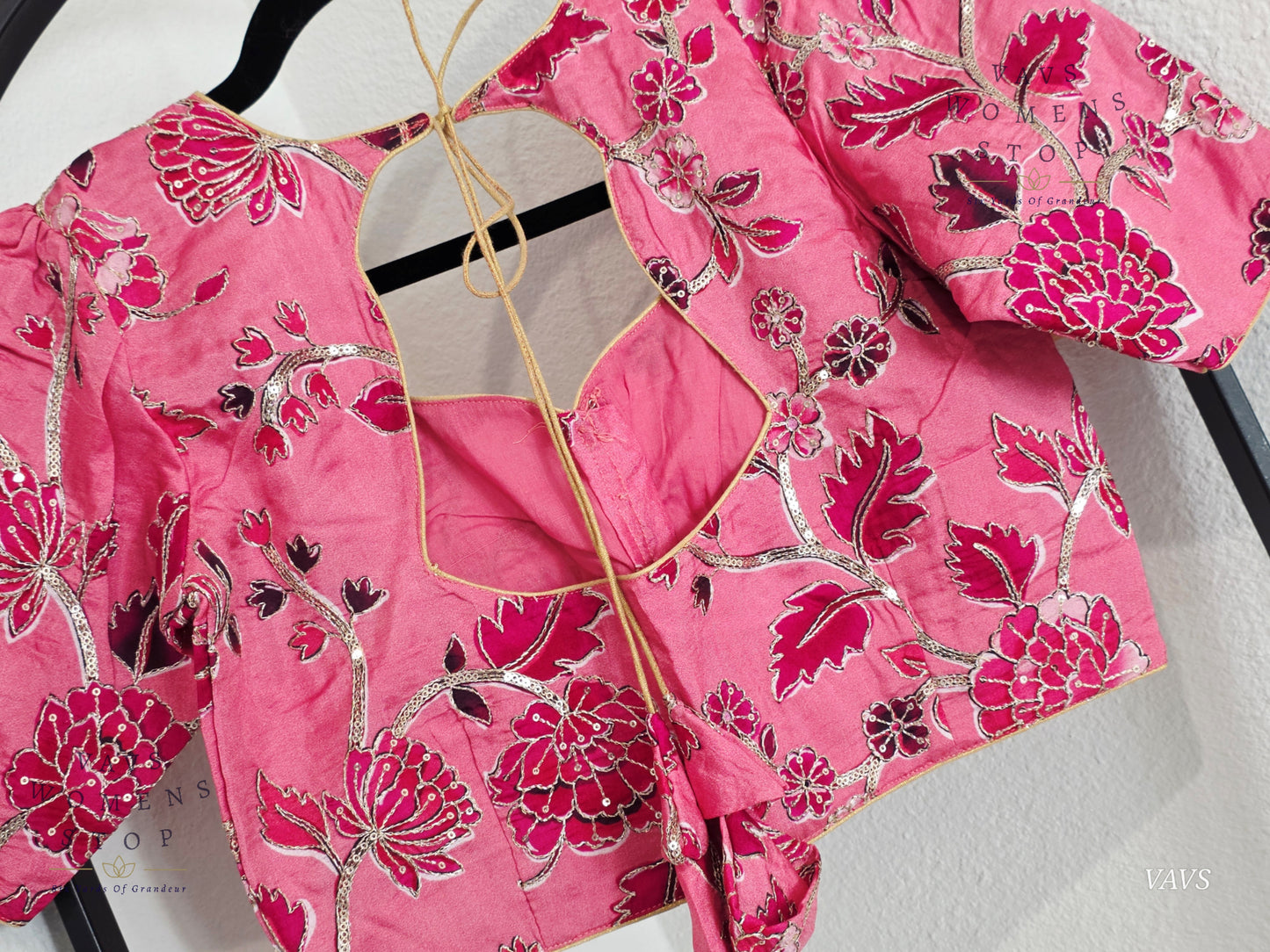 Pink Shade Soft Tussar Silk Floral Embroidered Stitched Blouse