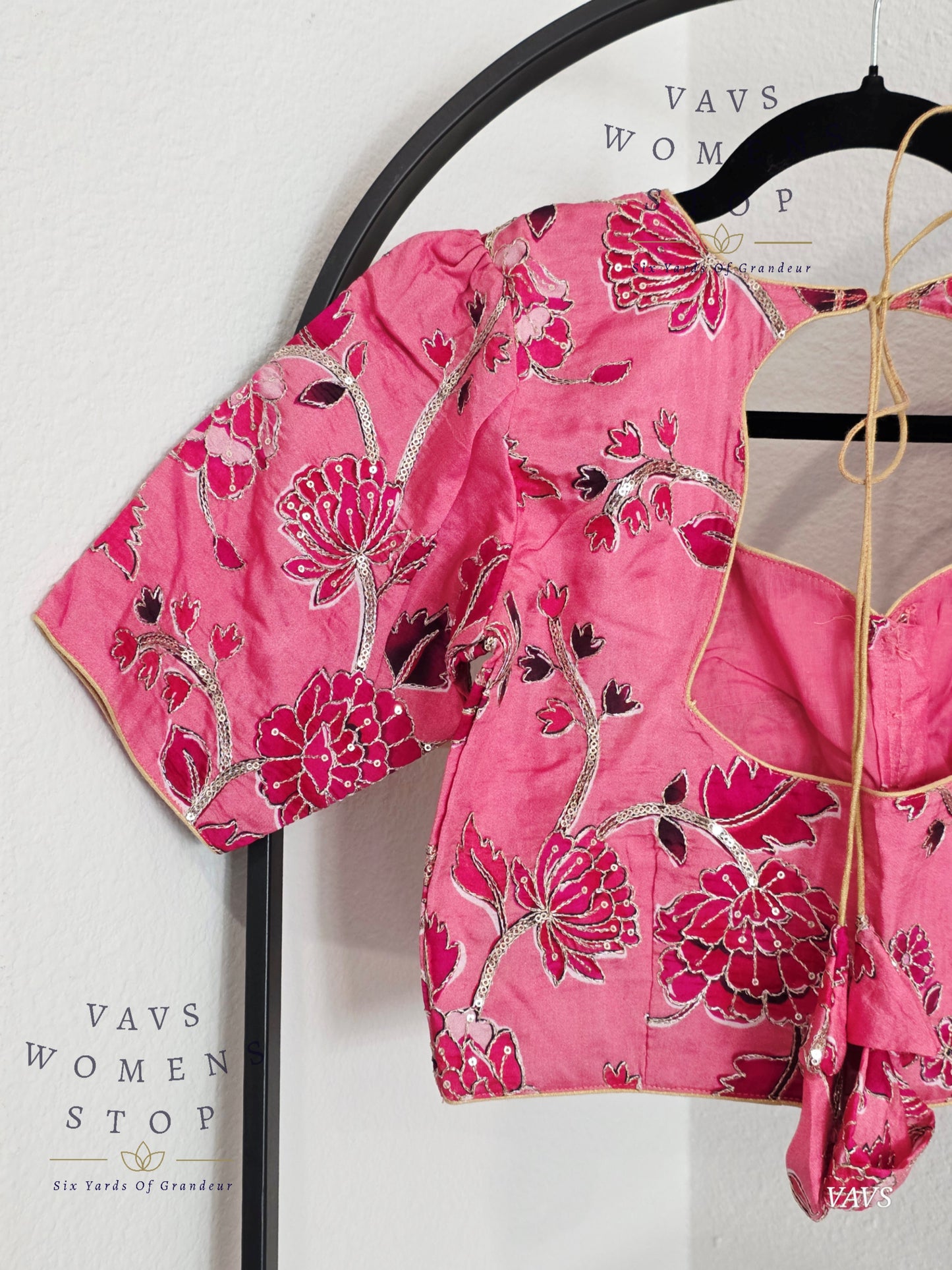 Pink Shade Soft Tussar Silk Floral Embroidered Stitched Blouse