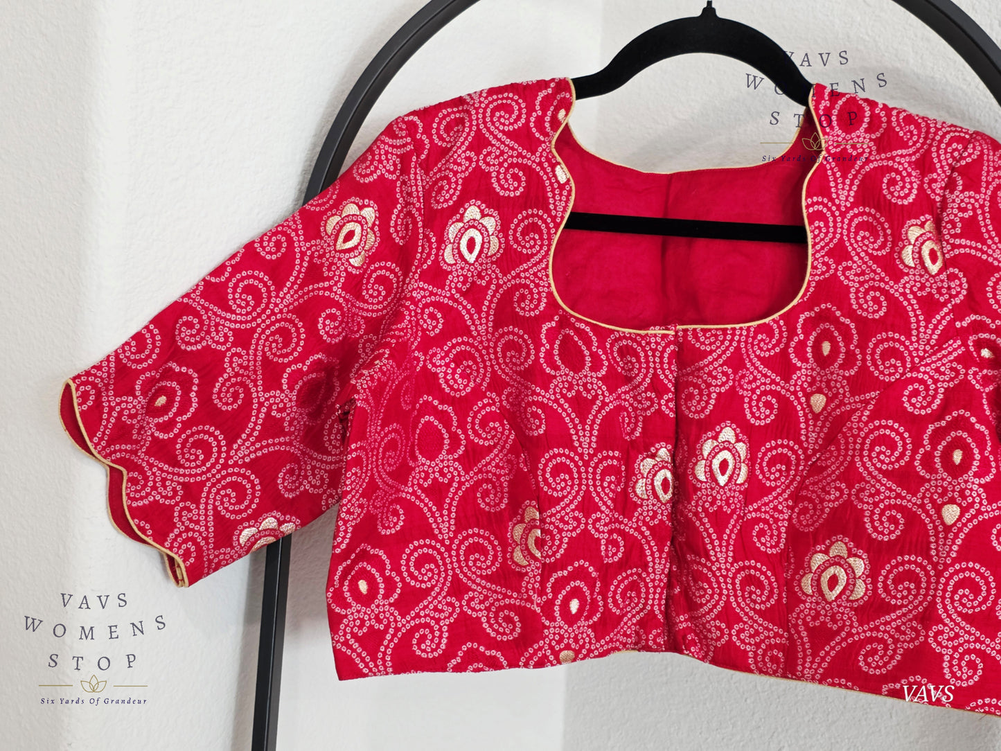 Red Bandhini Stitched Blouse