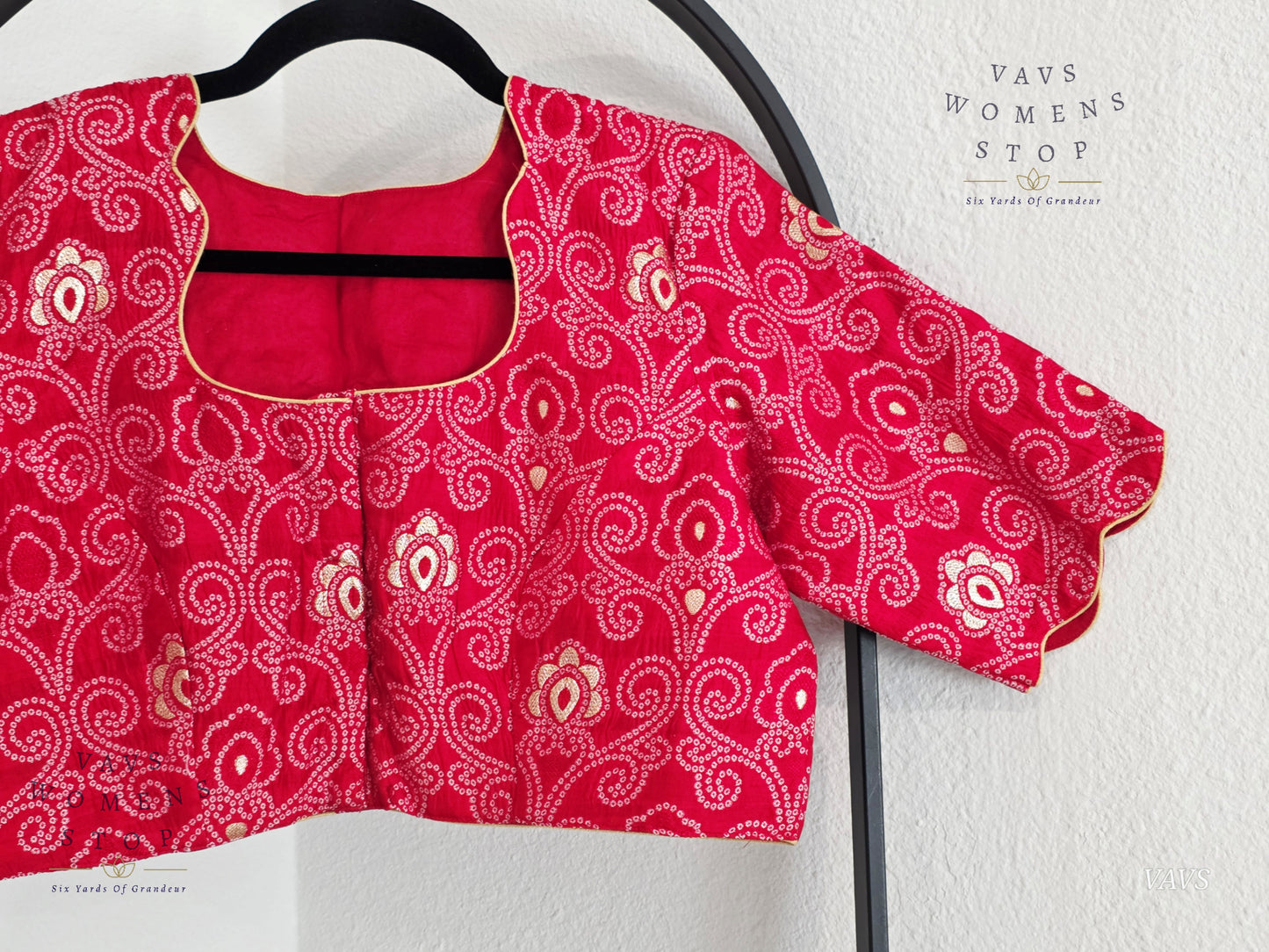 Red Bandhini Stitched Blouse
