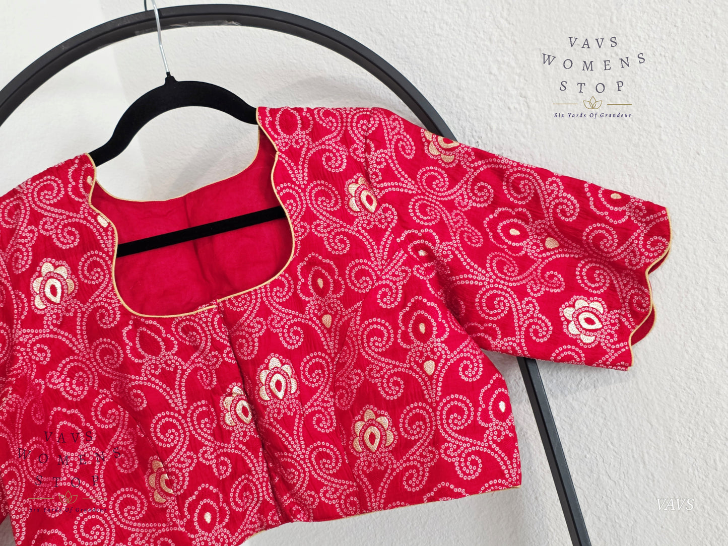 Red Bandhini Stitched Blouse