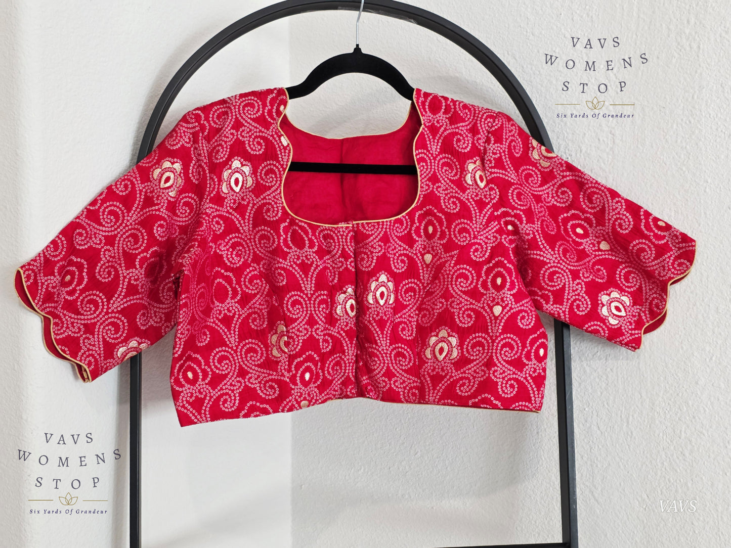 Red Bandhini Stitched Blouse