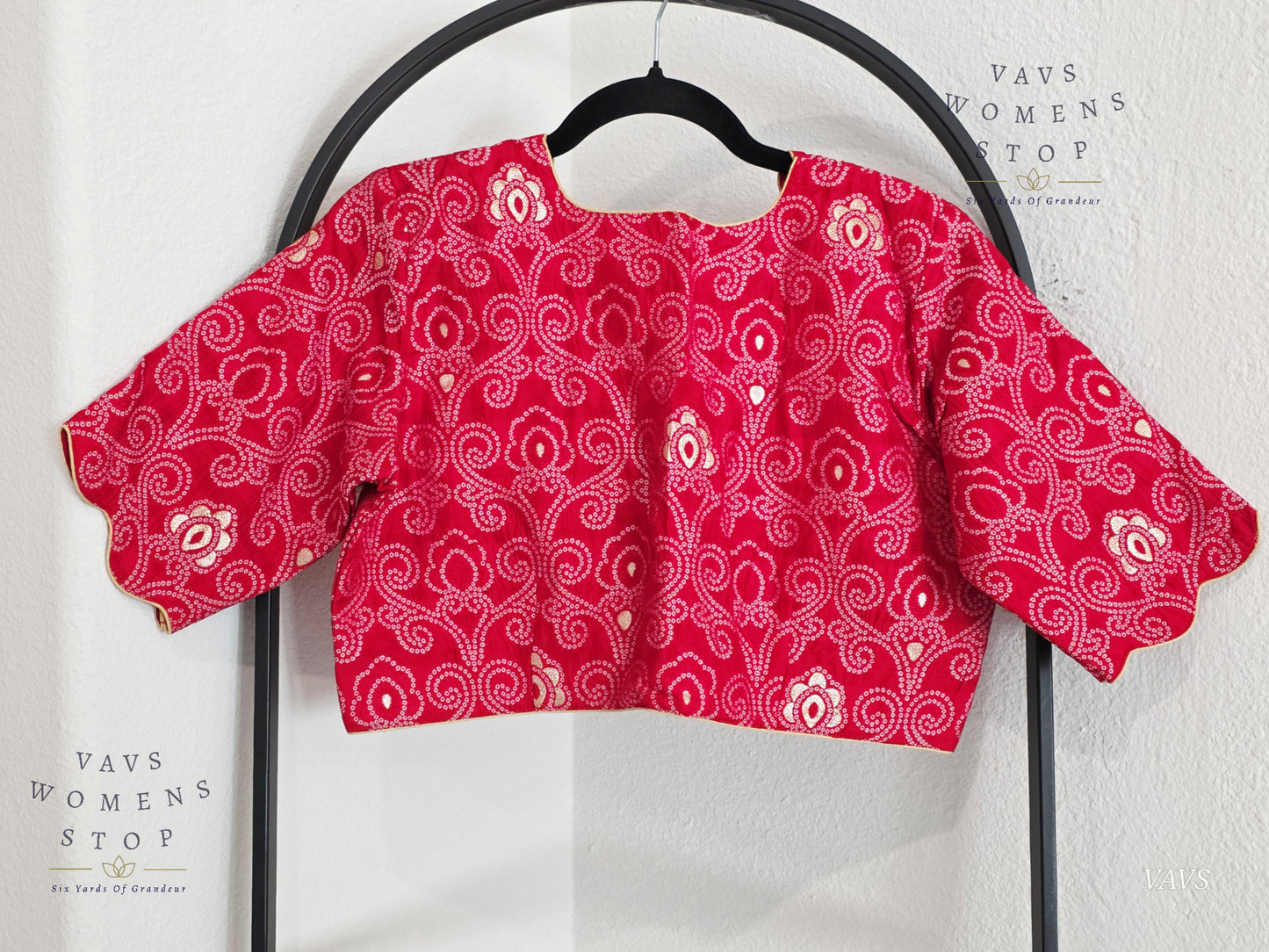 Red Bandhini Stitched Blouse