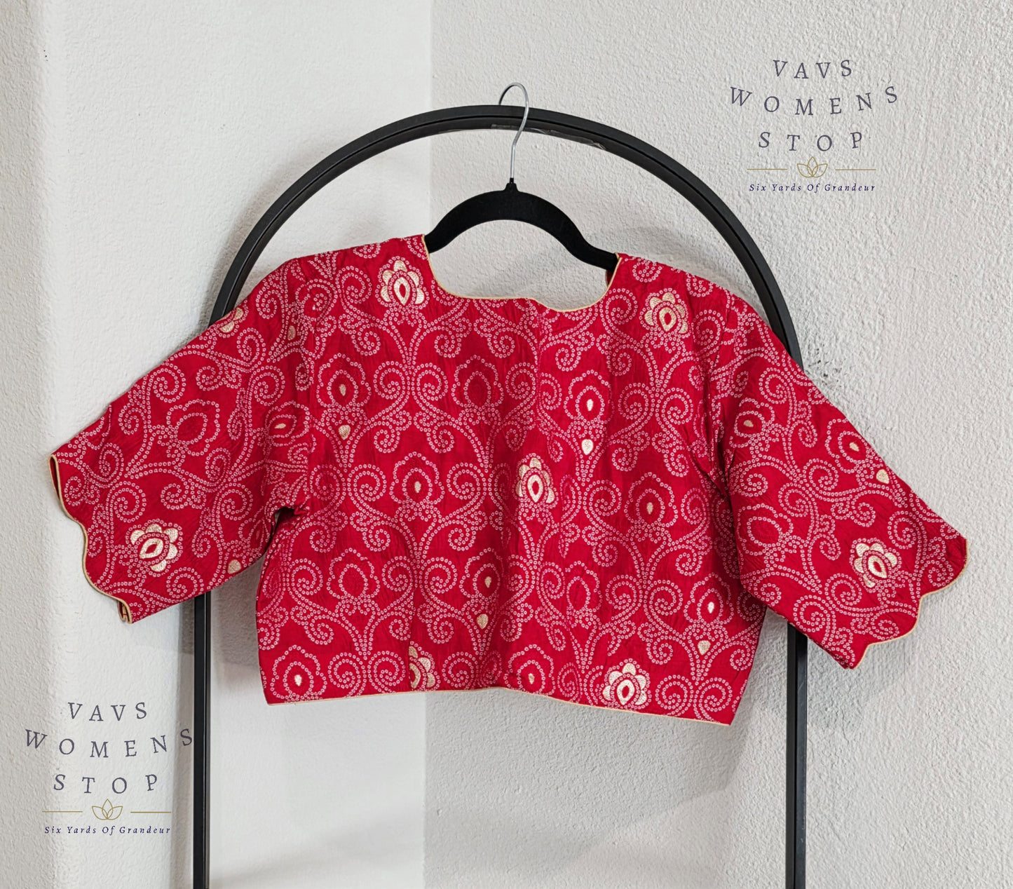 Red Bandhini Stitched Blouse
