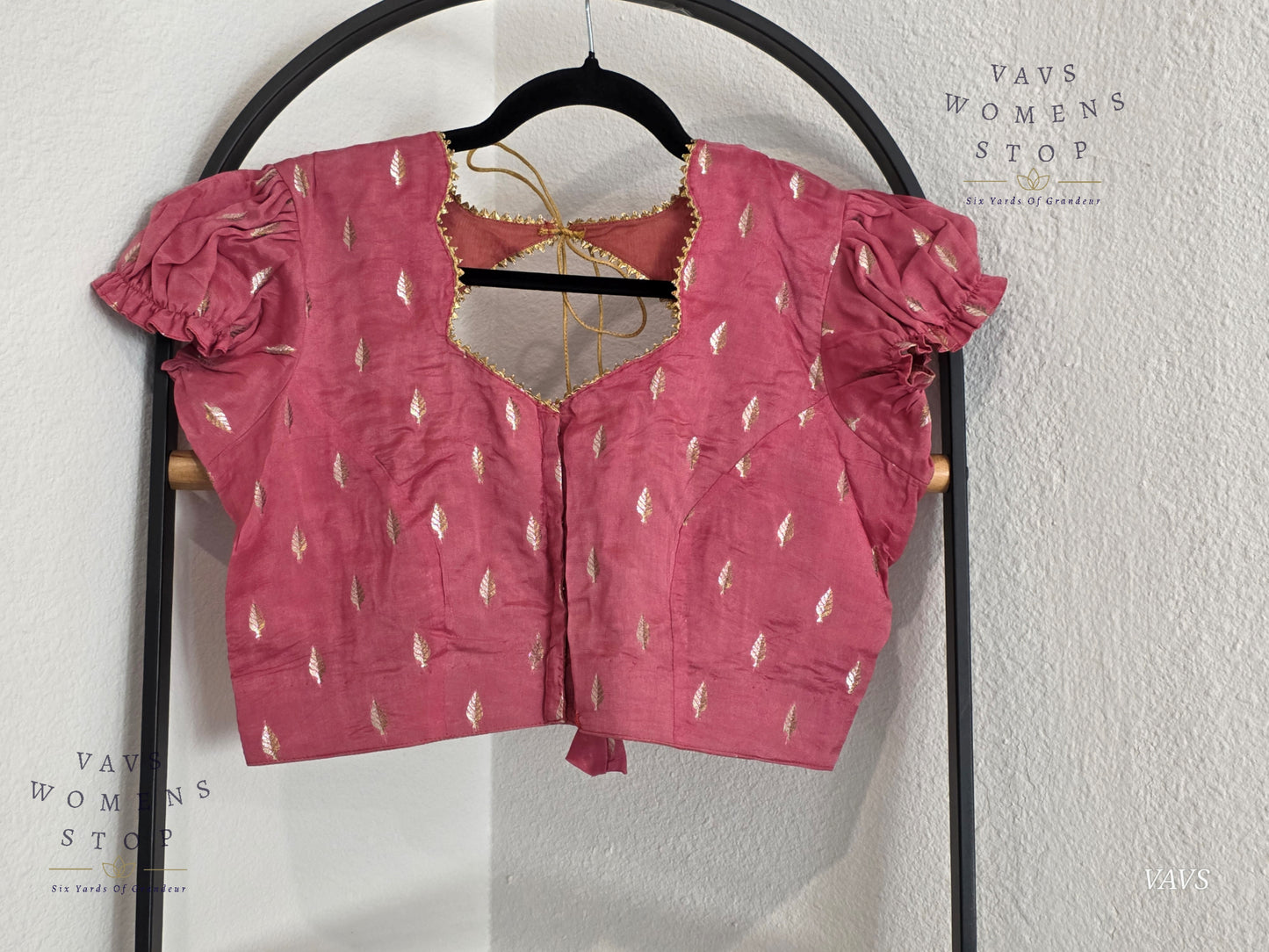 Dusty Peach Pink Shade Short Puff Sleeves Blouse