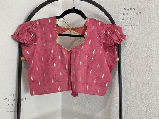 Dusty Peach Pink Shade Short Puff Sleeves Blouse