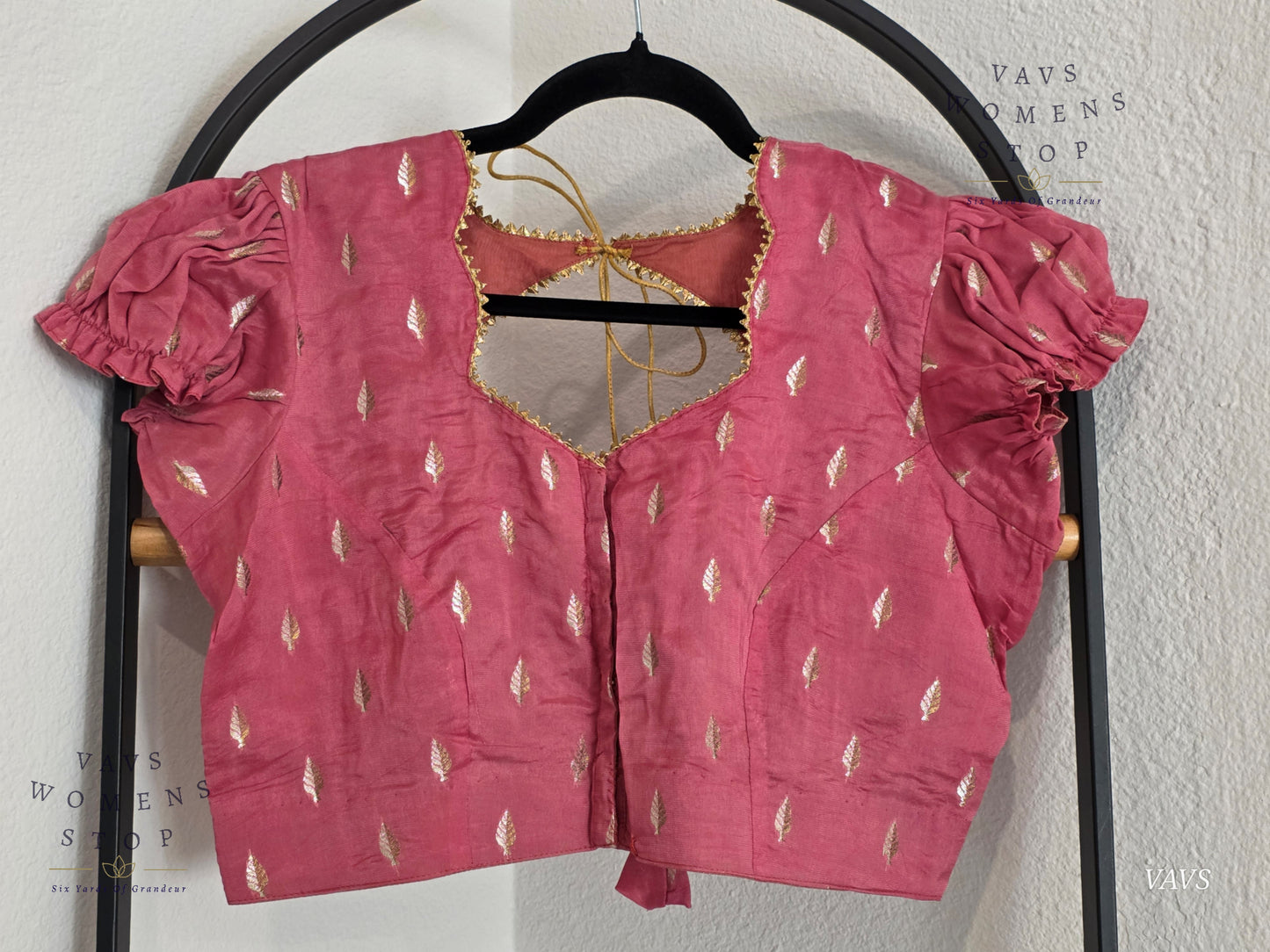 Dusty Peach Pink Shade Short Puff Sleeves Blouse