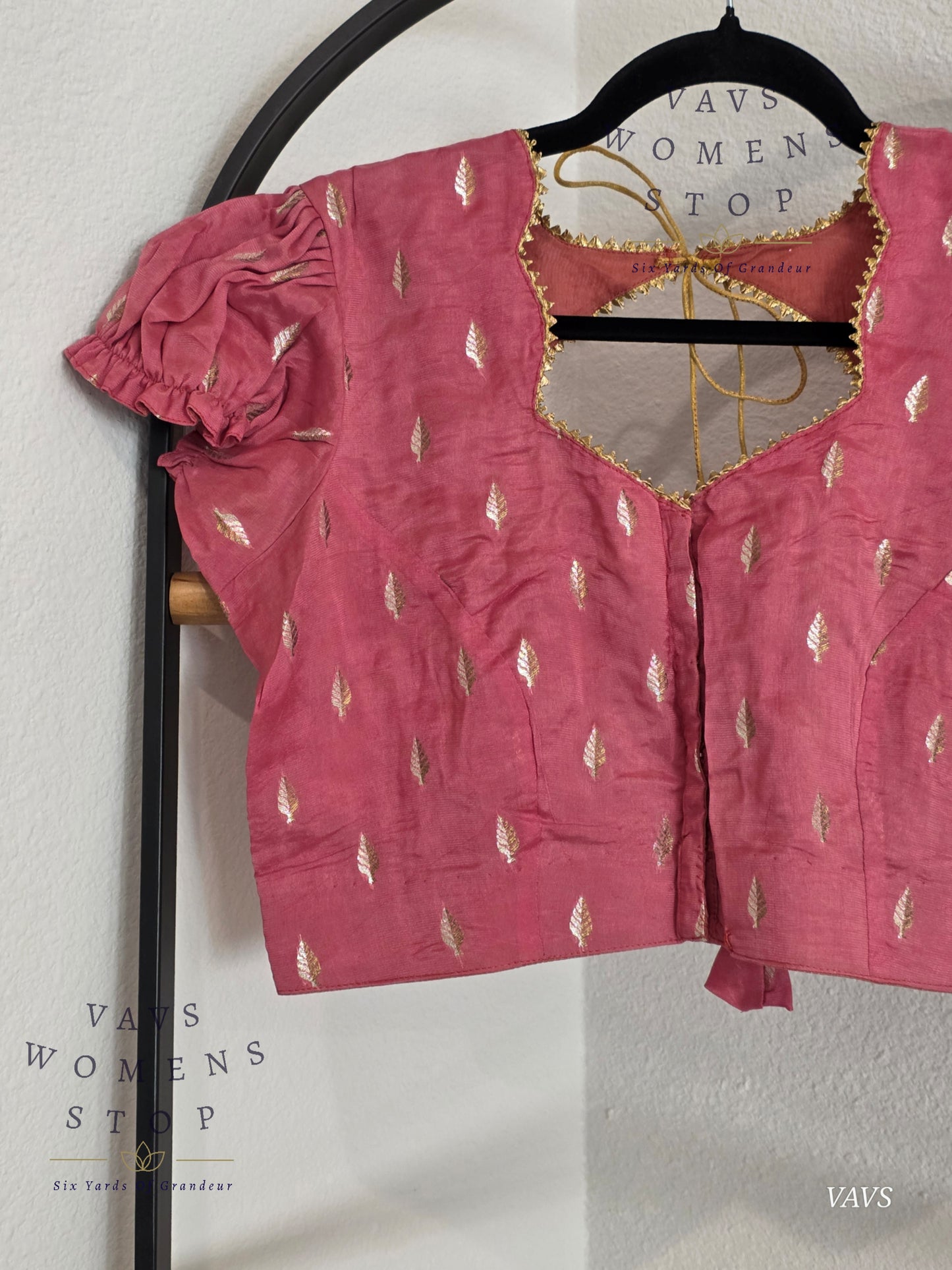 Dusty Peach Pink Shade Short Puff Sleeves Blouse