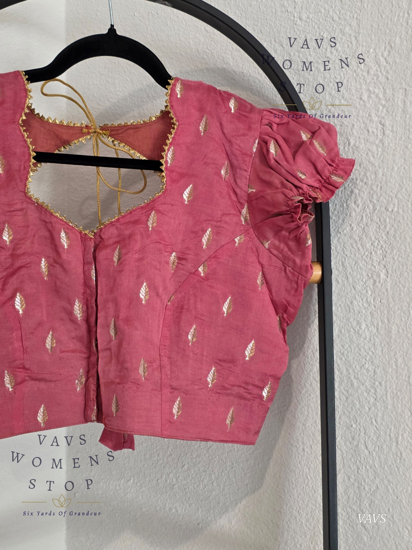 Dusty Peach Pink Shade Short Puff Sleeves Blouse