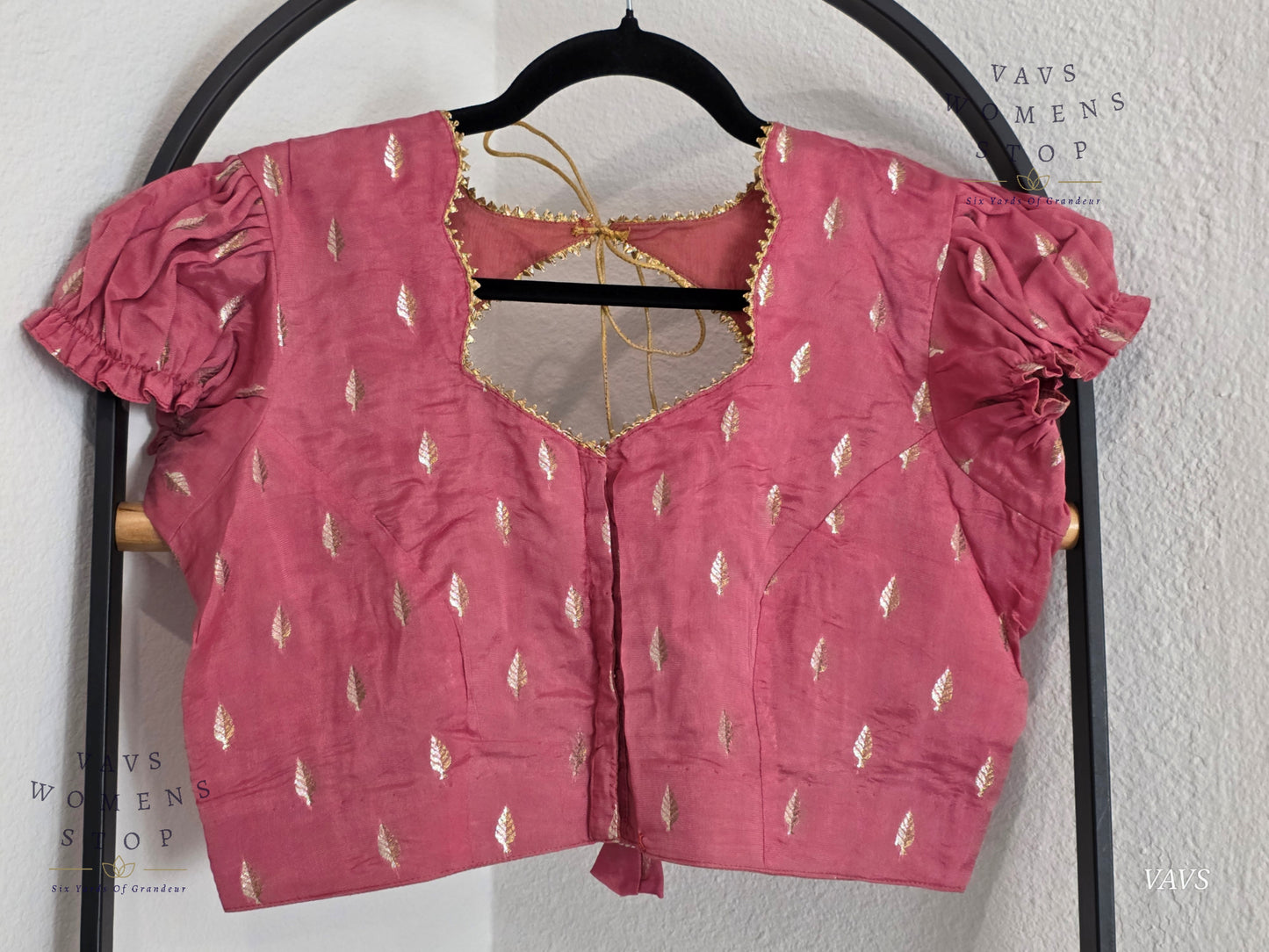 Dusty Peach Pink Shade Short Puff Sleeves Blouse