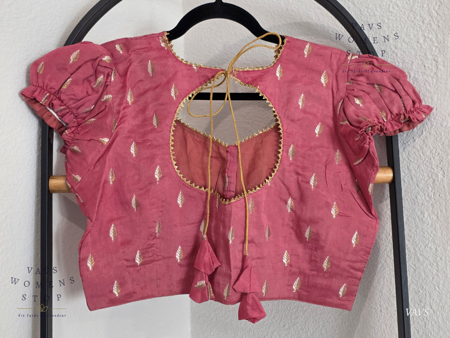 Dusty Peach Pink Shade Short Puff Sleeves Blouse