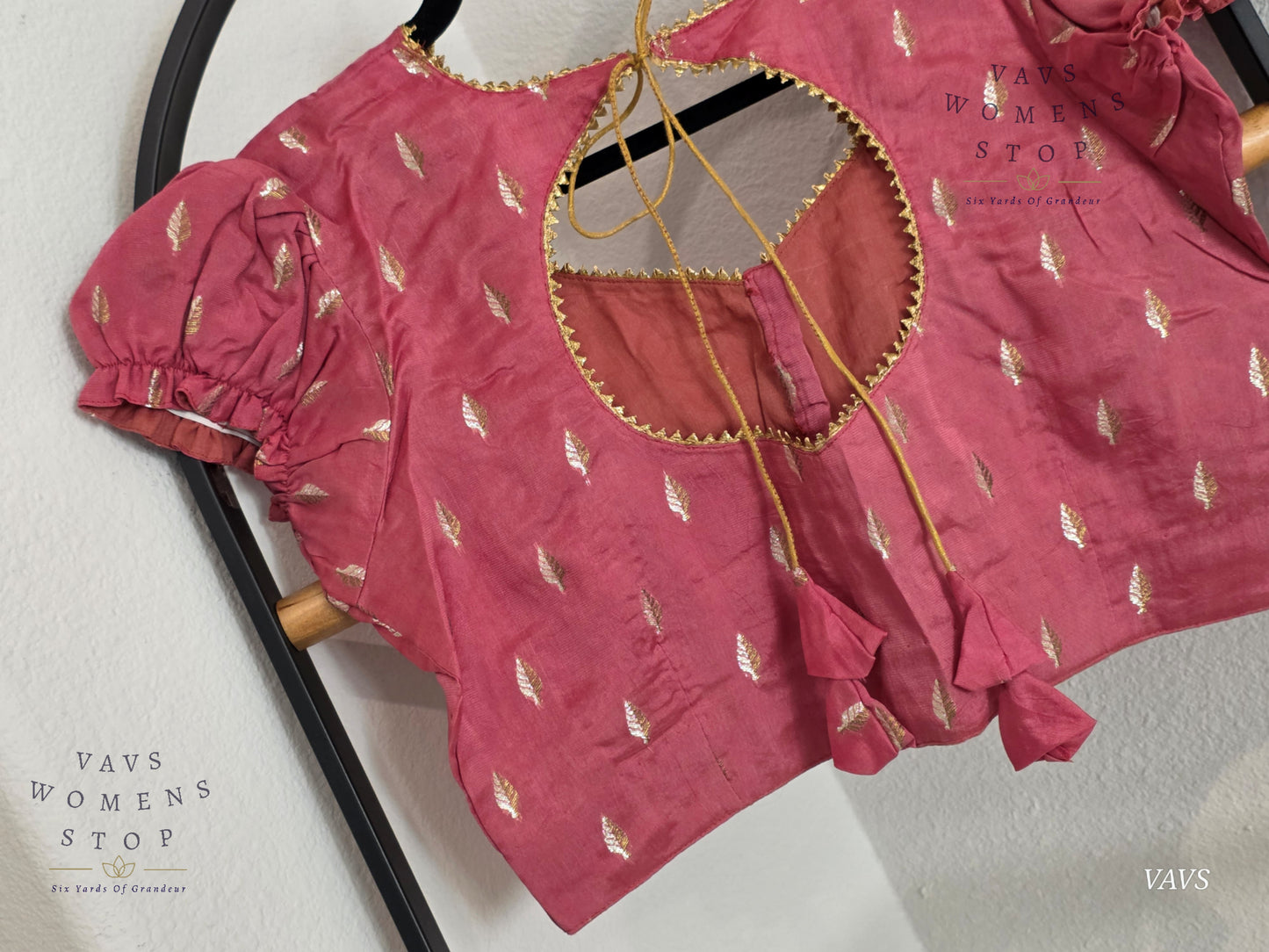 Dusty Peach Pink Shade Short Puff Sleeves Blouse