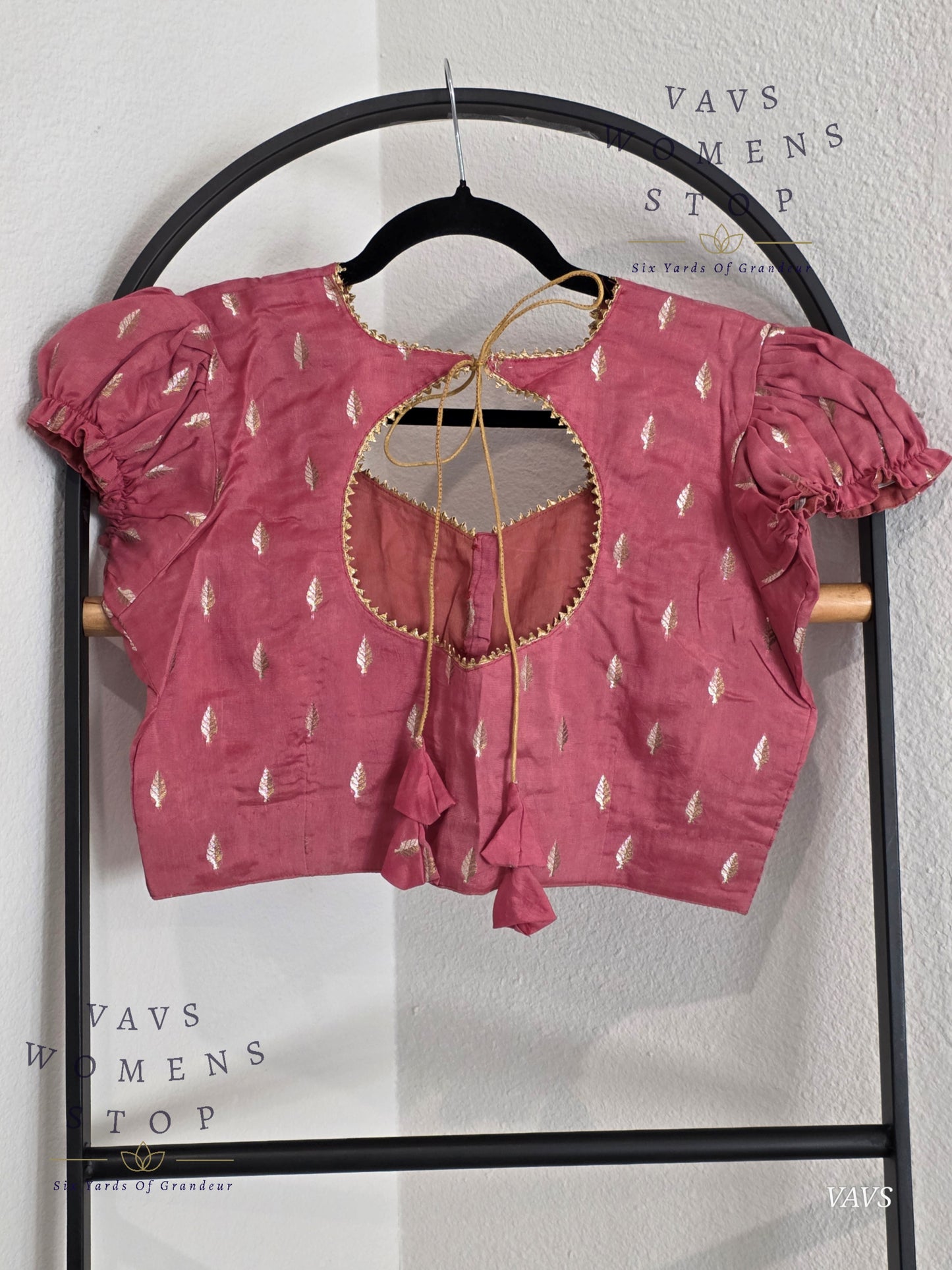 Dusty Peach Pink Shade Short Puff Sleeves Blouse