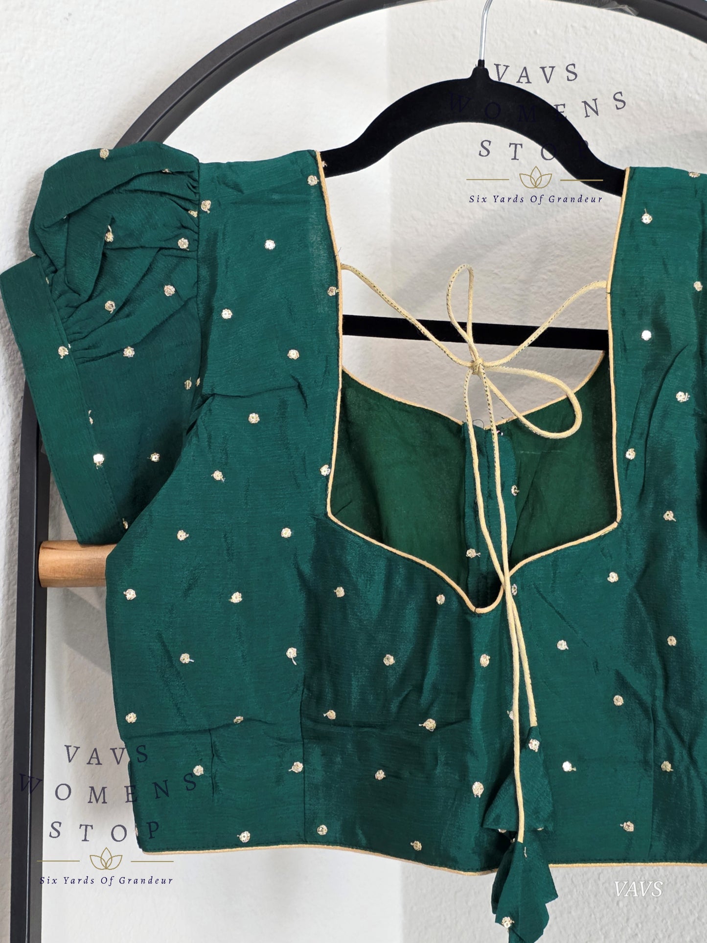 Green Shade Short Puff Sleeves Blouse