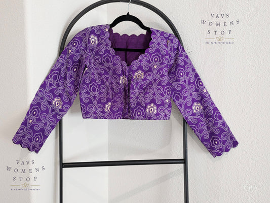 Purple Bandhani Full Sleeve Blouse