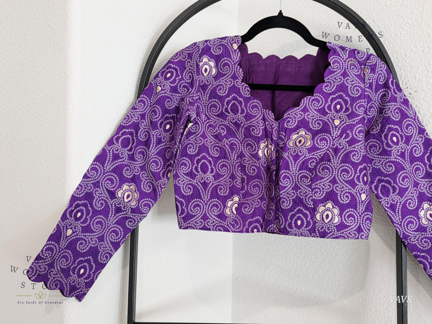 Purple Bandhani Full Sleeve Blouse