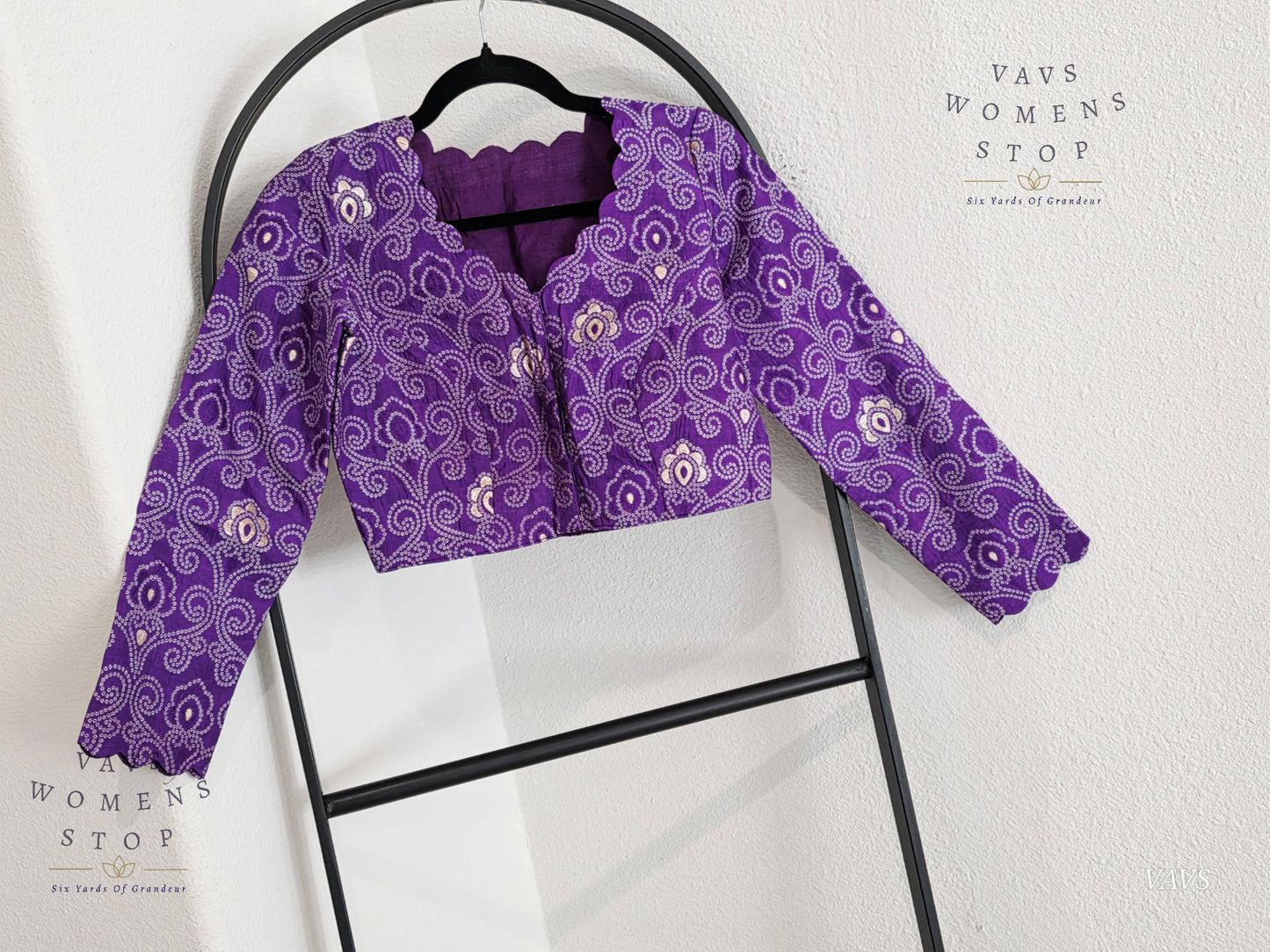 Purple Bandhani Full Sleeve Blouse