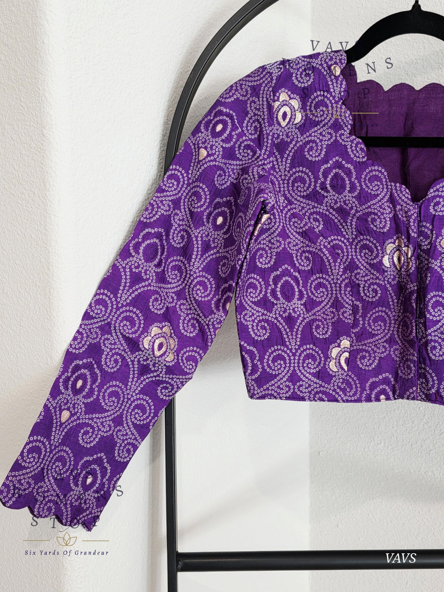 Purple Bandhani Full Sleeve Blouse