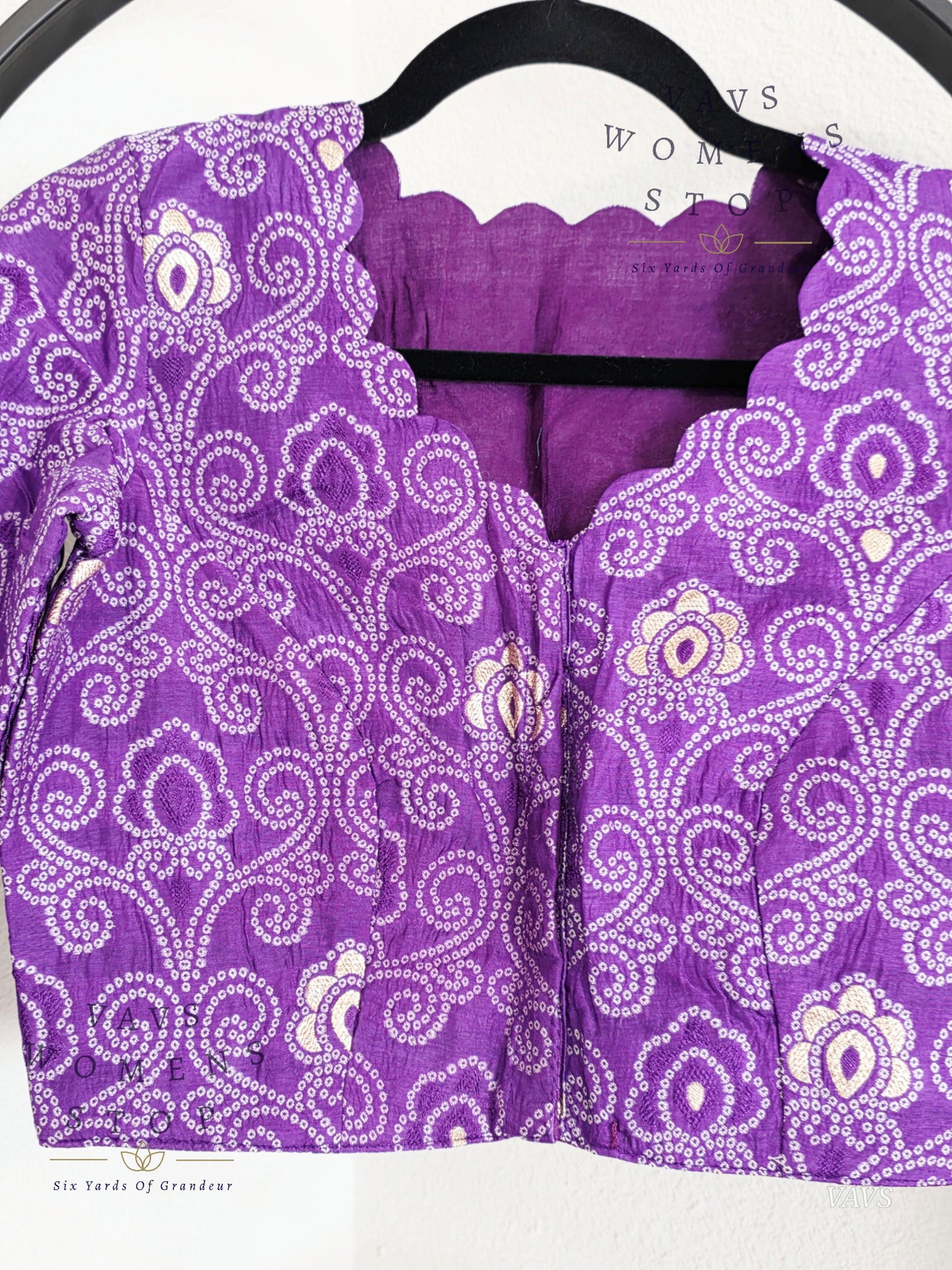 Purple Bandhani Full Sleeve Blouse