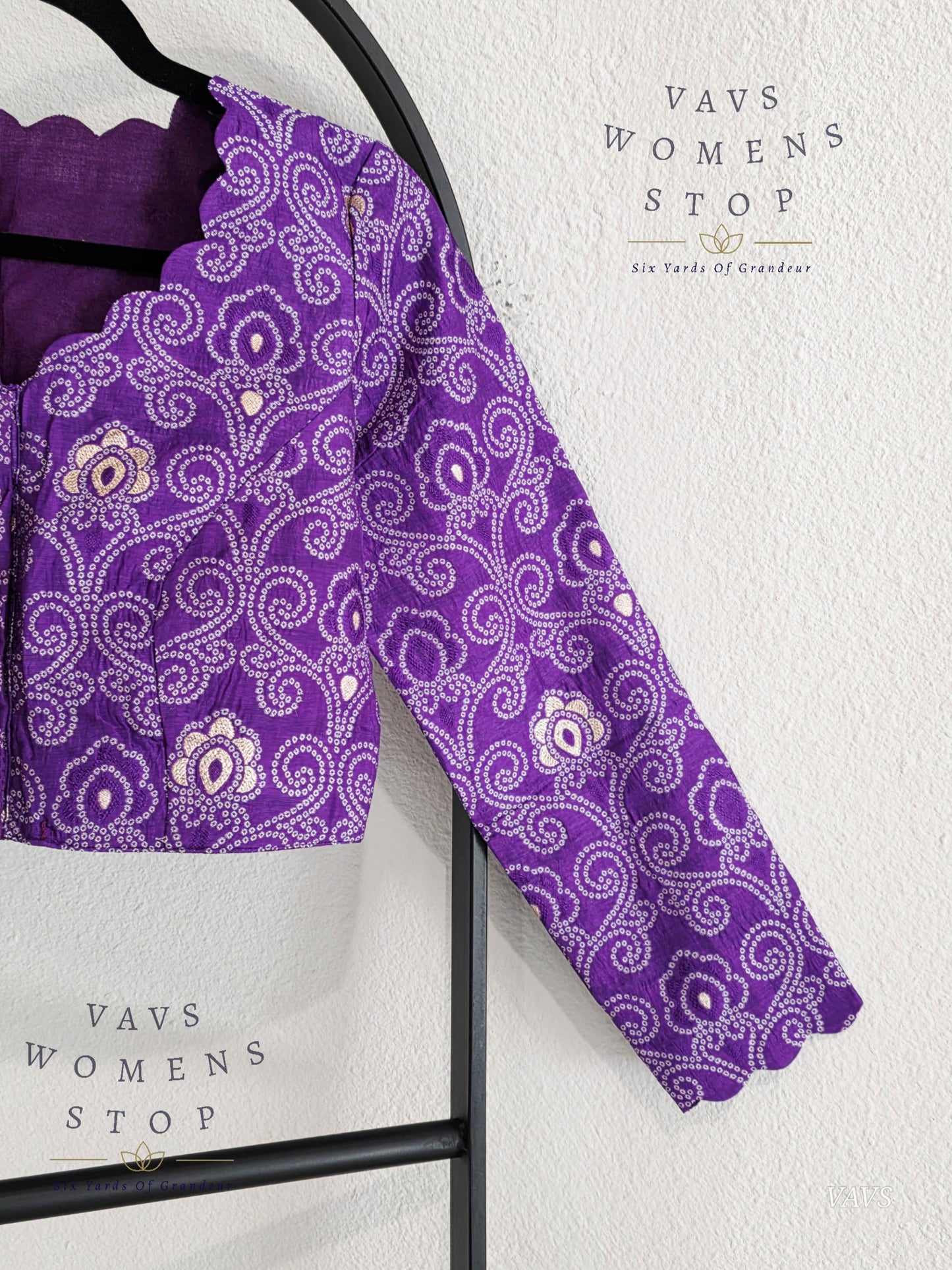 Purple Bandhani Full Sleeve Blouse