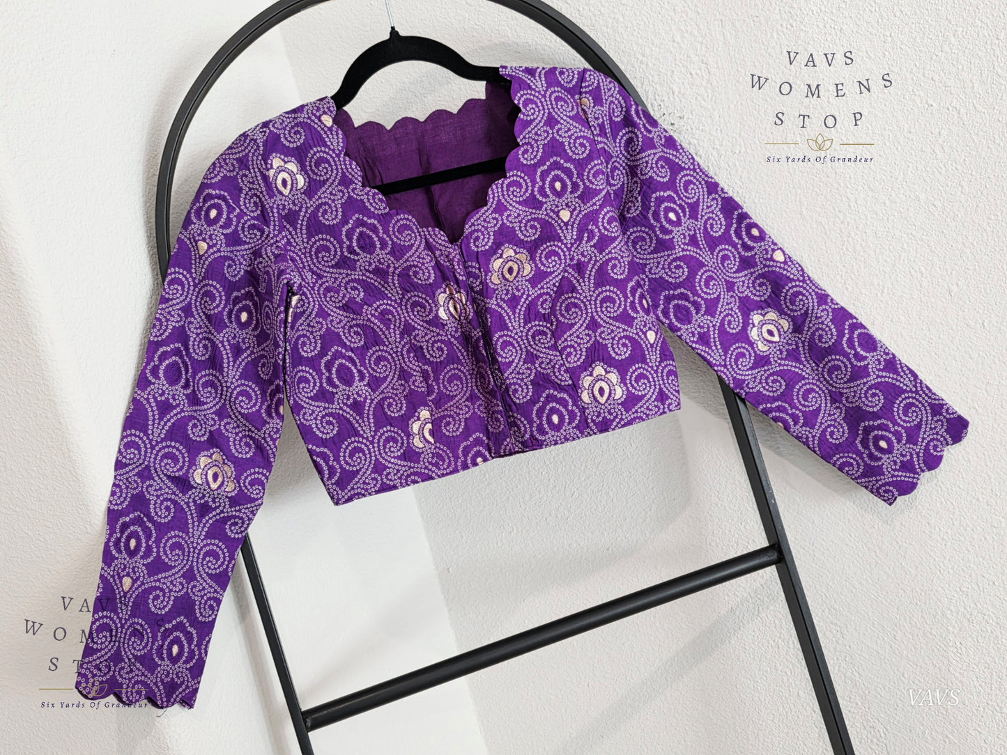 Purple Bandhani Full Sleeve Blouse