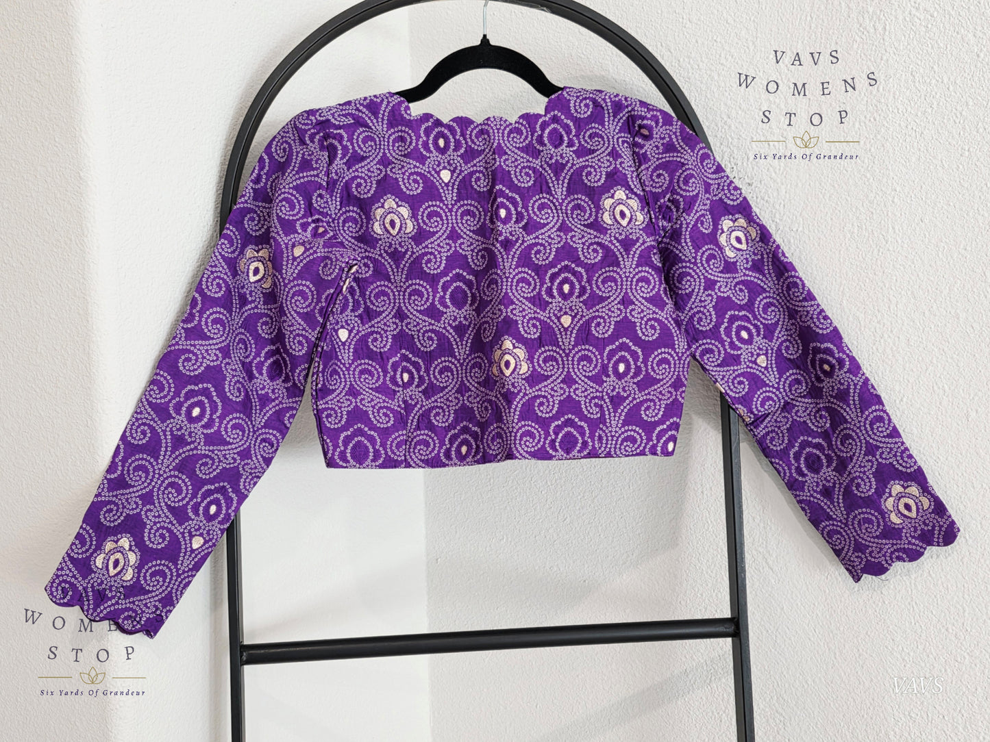 Purple Bandhani Full Sleeve Blouse