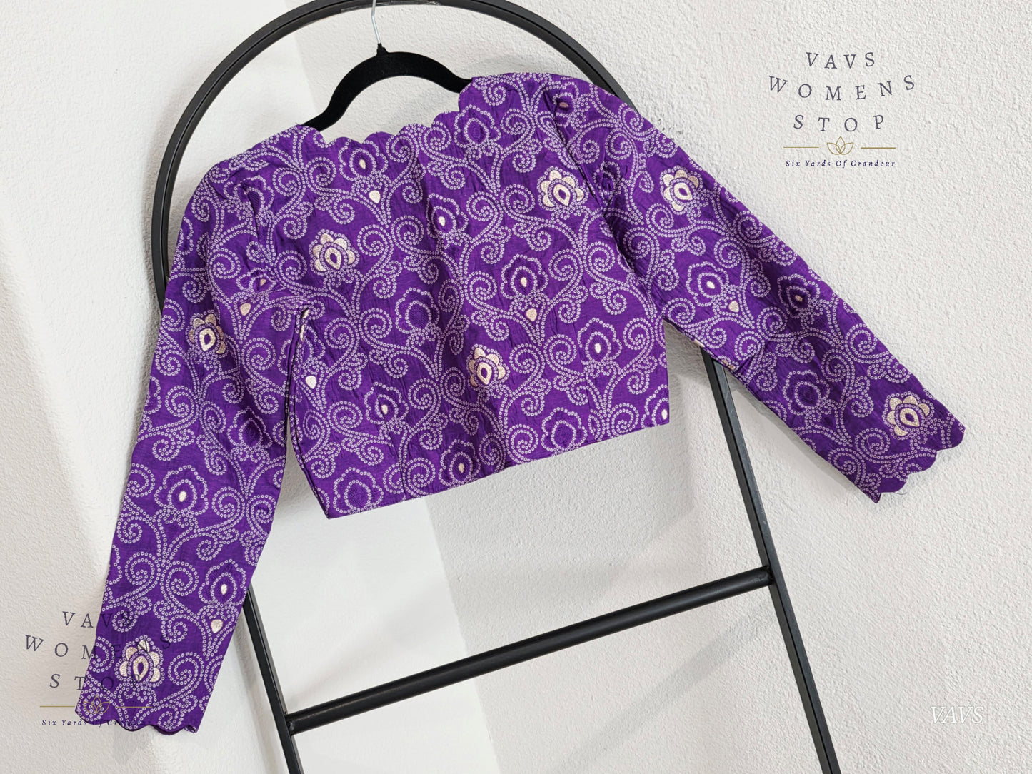 Purple Bandhani Full Sleeve Blouse