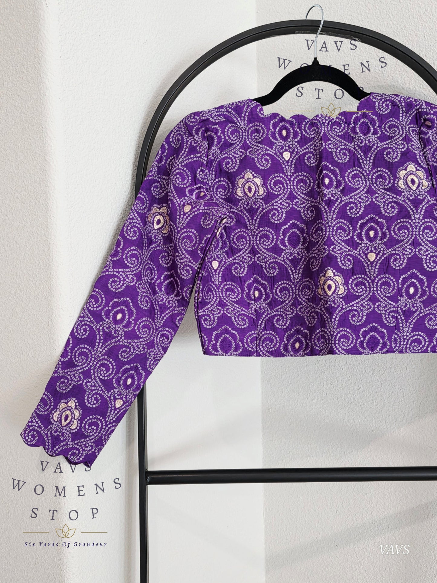 Purple Bandhani Full Sleeve Blouse