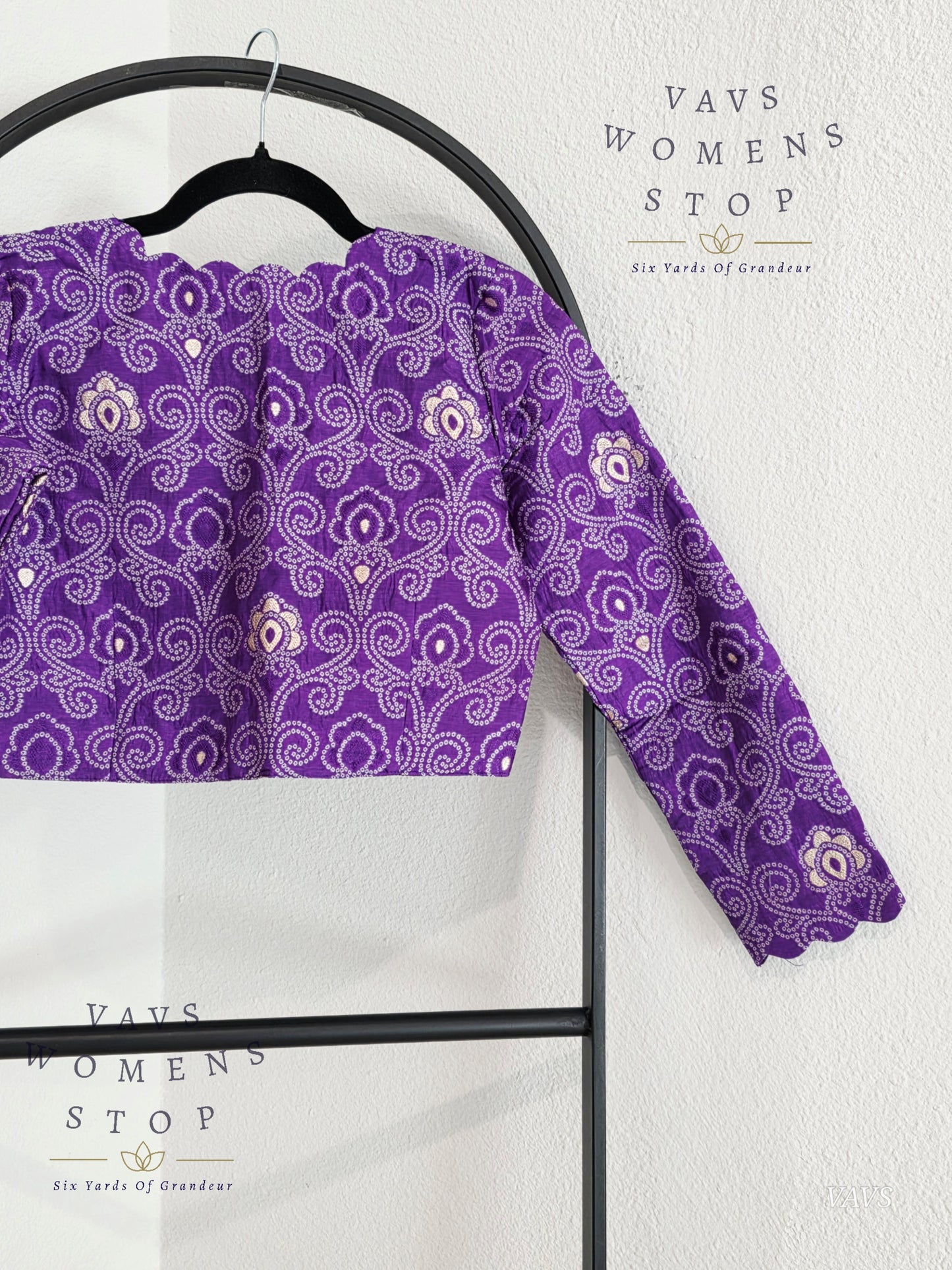 Purple Bandhani Full Sleeve Blouse