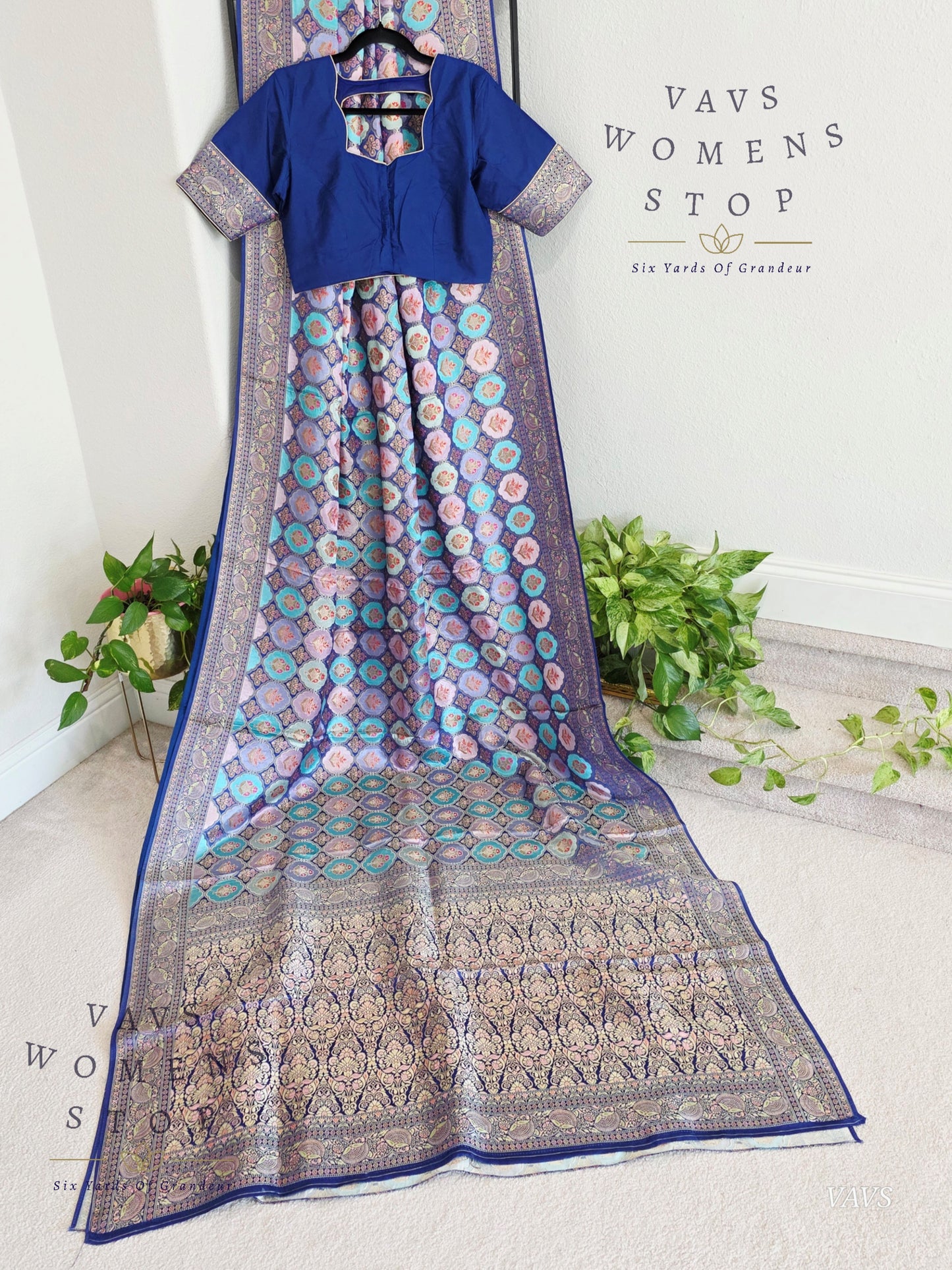 Premium Satin Banarasi Silk Saree | Contemporary Mashru Banarasi Crepe Silk | Stitched Blouse | Ready to Ship from Prosper, Texas