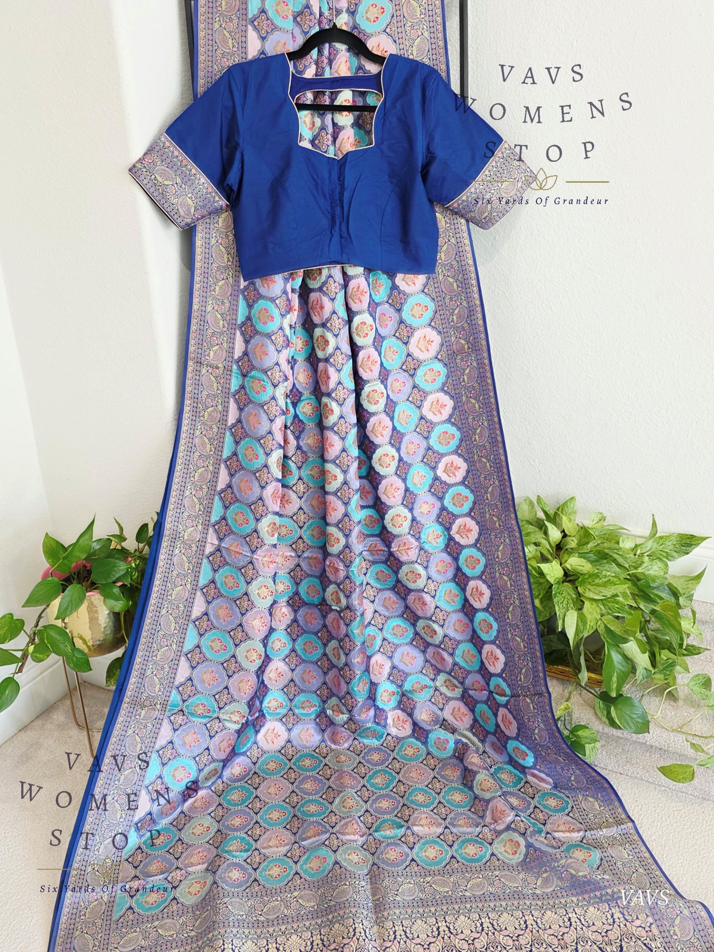 Premium Satin Banarasi Silk Saree | Contemporary Mashru Banarasi Crepe Silk | Stitched Blouse | Ready to Ship from Prosper, Texas