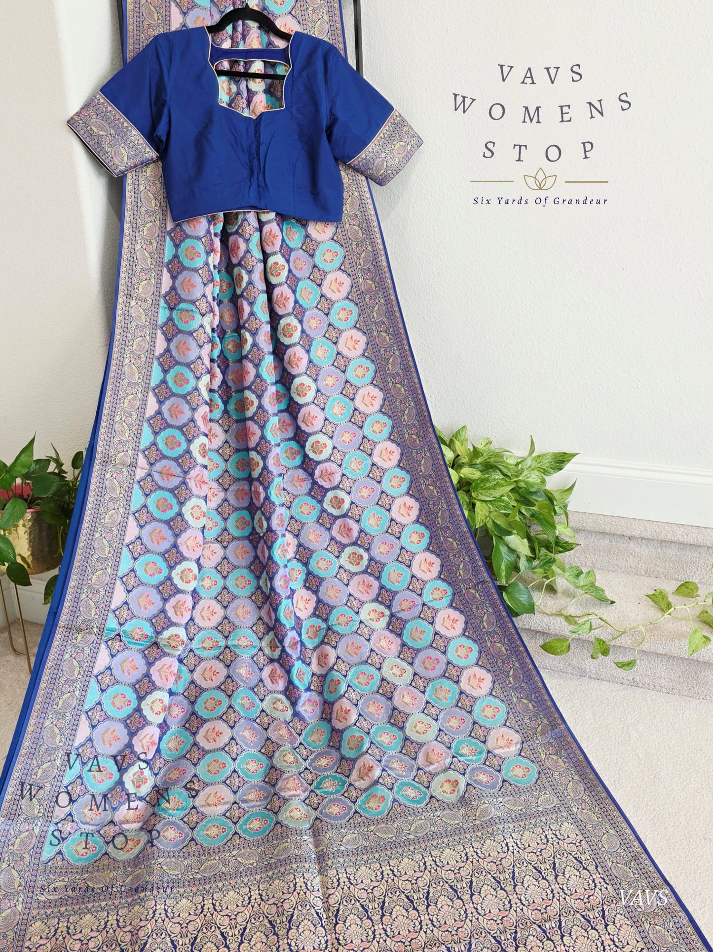 Premium Satin Banarasi Silk Saree | Contemporary Mashru Banarasi Crepe Silk | Stitched Blouse | Ready to Ship from Prosper, Texas