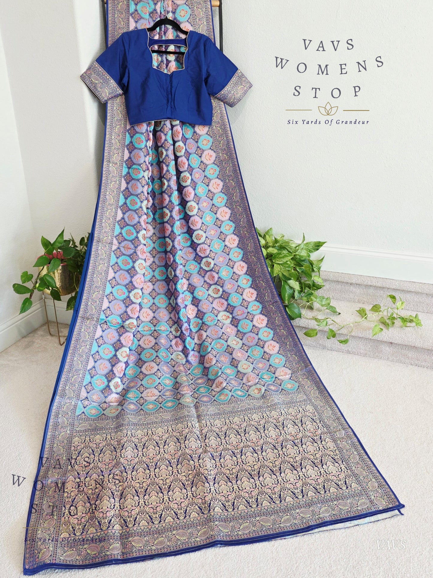Premium Satin Banarasi Silk Saree | Contemporary Mashru Banarasi Crepe Silk | Stitched Blouse | Ready to Ship from Prosper, Texas