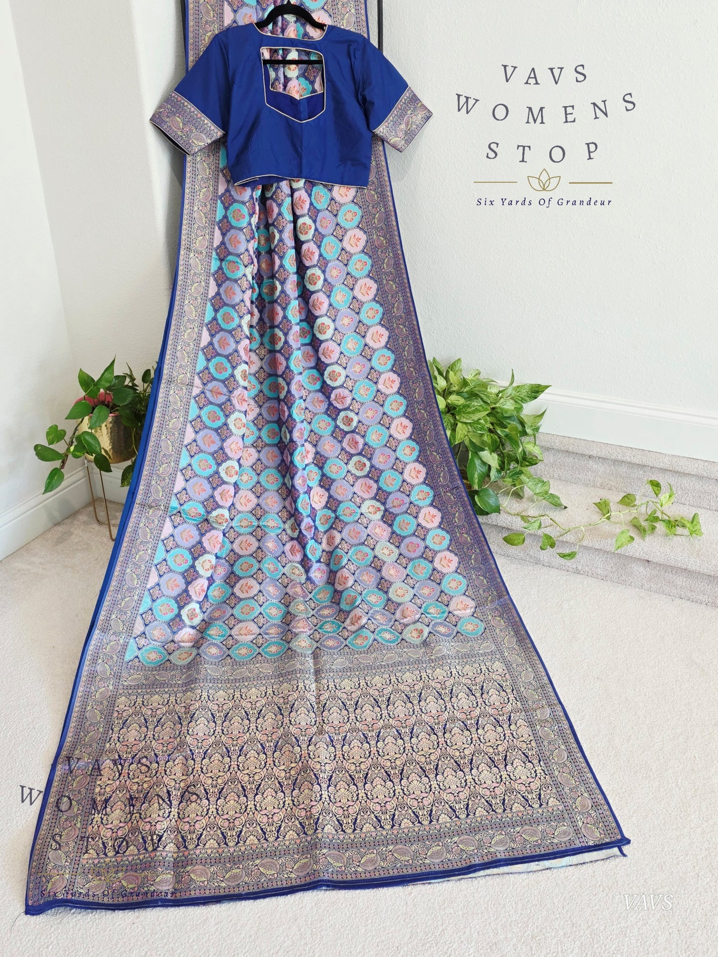 Premium Satin Banarasi Silk Saree | Contemporary Mashru Banarasi Crepe Silk | Stitched Blouse | Ready to Ship from Prosper, Texas