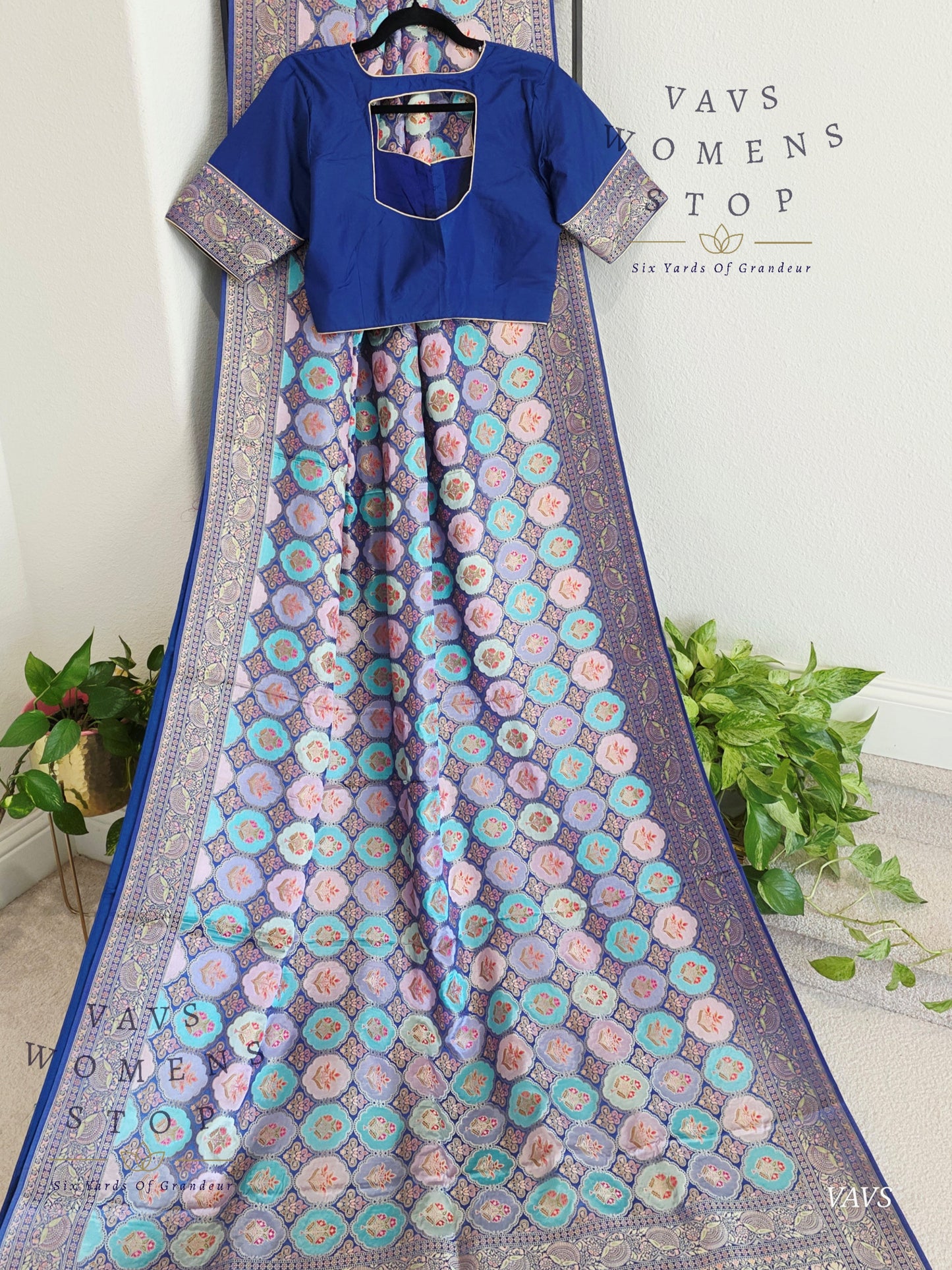 Premium Satin Banarasi Silk Saree | Contemporary Mashru Banarasi Crepe Silk | Stitched Blouse | Ready to Ship from Prosper, Texas