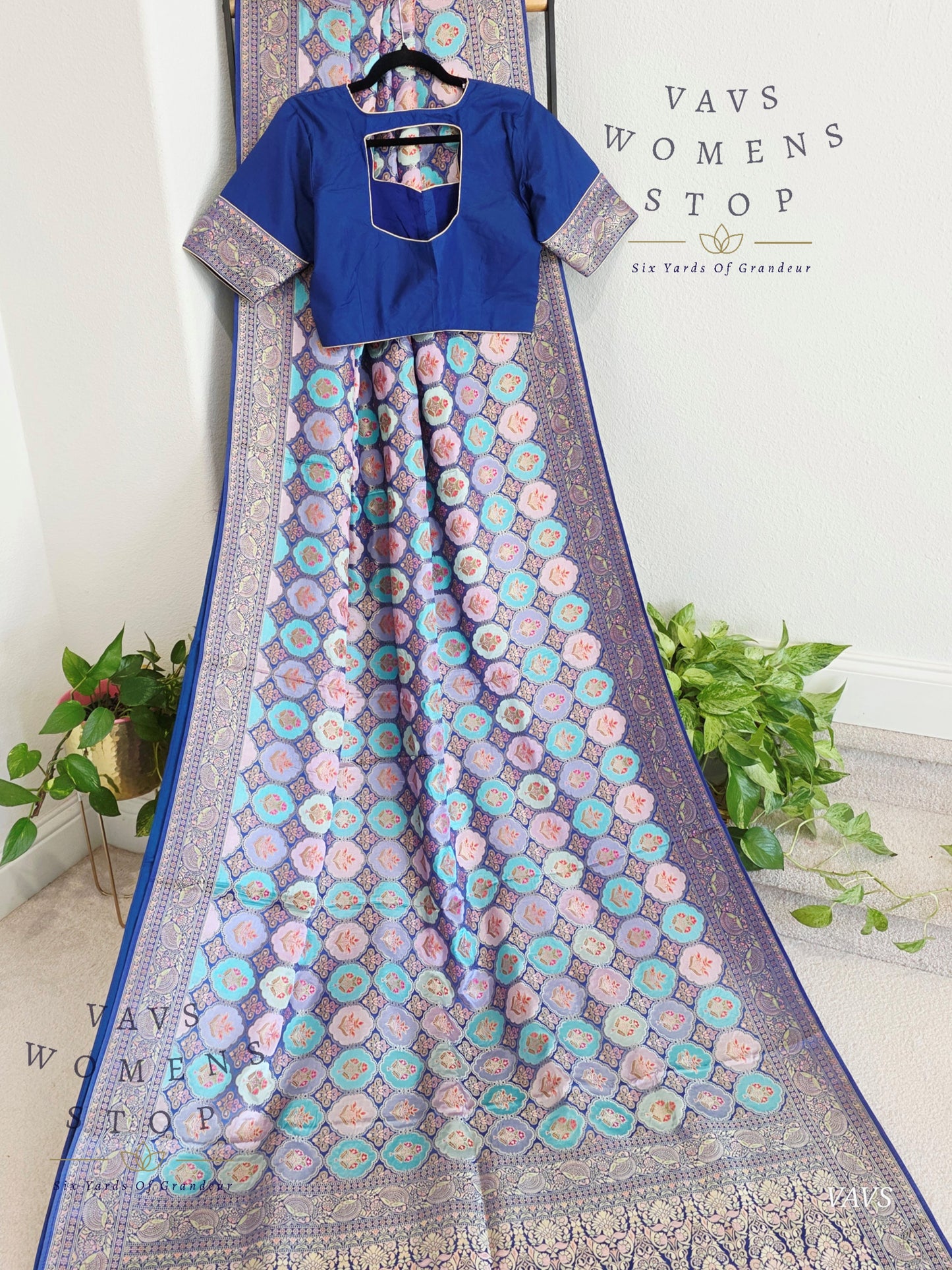 Premium Satin Banarasi Silk Saree | Contemporary Mashru Banarasi Crepe Silk | Stitched Blouse | Ready to Ship from Prosper, Texas