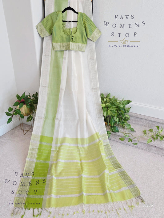 Trending Hit Nara Brahmani Inspired Mangalagiri Pattu Saree with Matching Blouse – Ready to Ship from USA