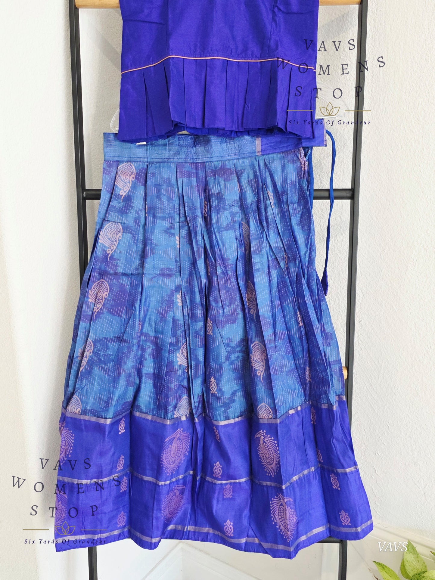 Semi Kanchi Pattu Silk Lehenga Set for Girls – Traditional Pavadai for Ages 6 to 7