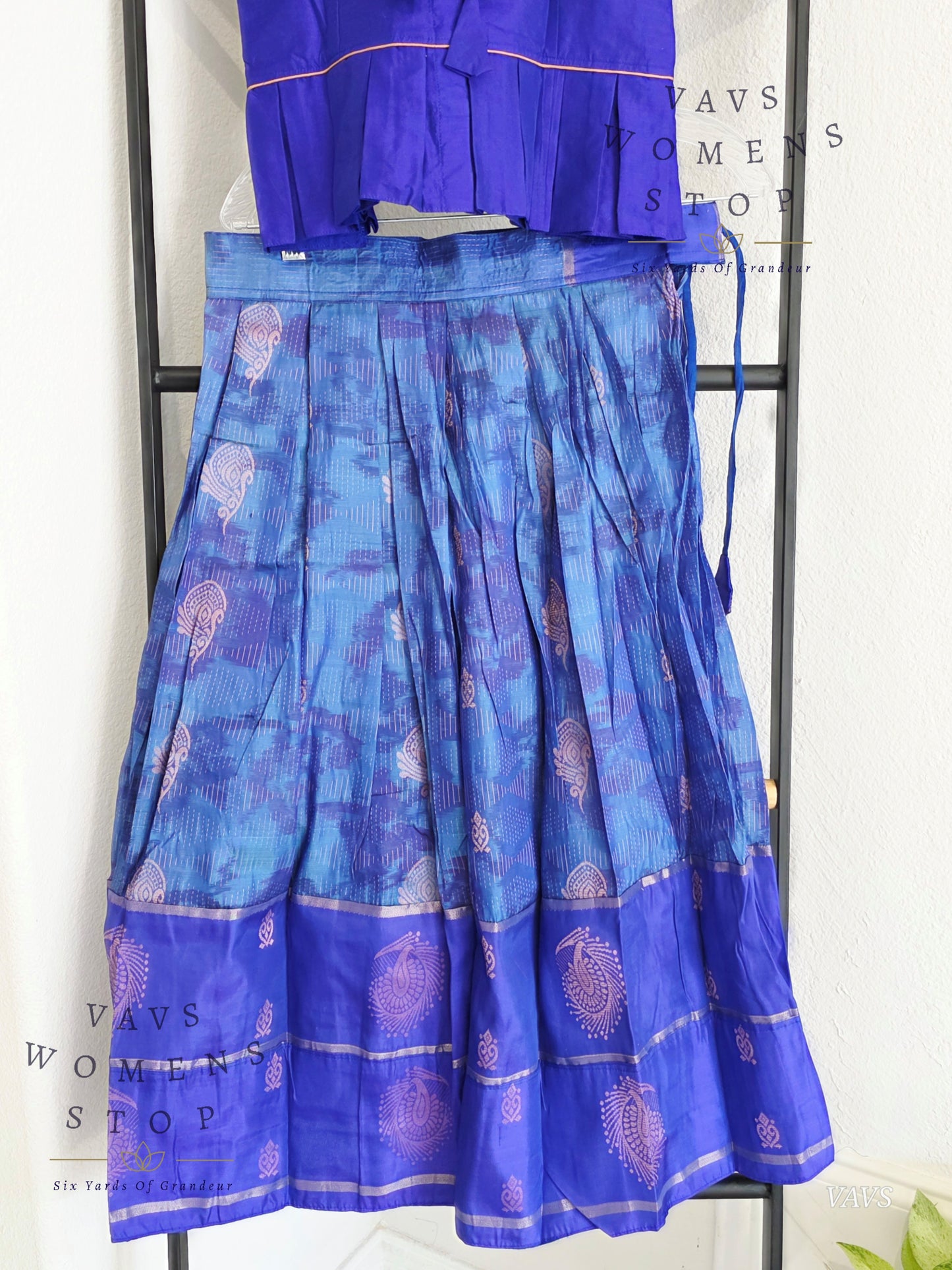 Semi Kanchi Pattu Silk Lehenga Set for Girls – Traditional Pavadai for Ages 6 to 7